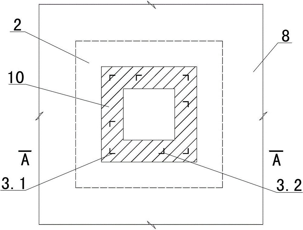 Tower crane base structure in range of base bottom plate and construction method thereof