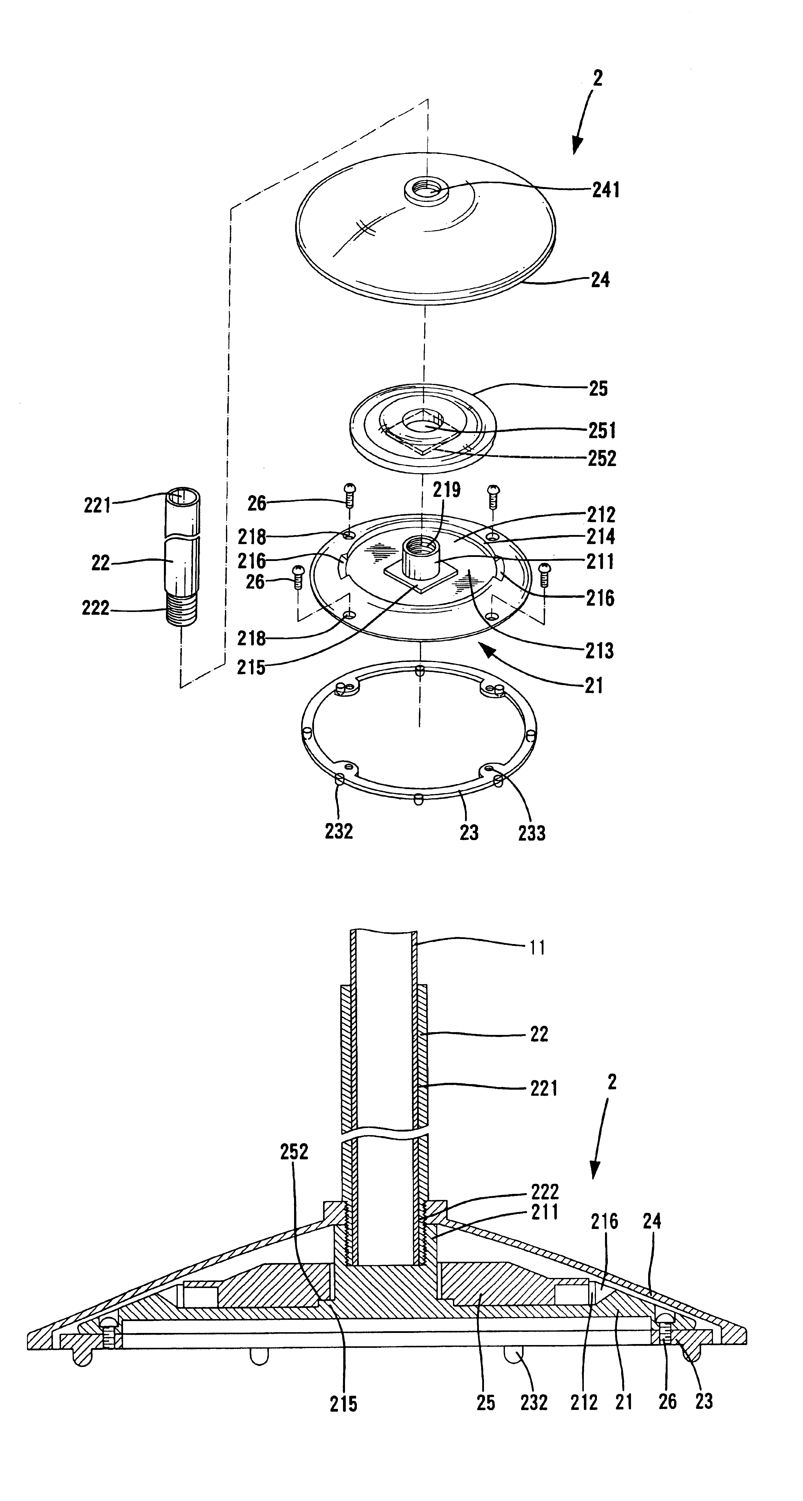 Base assembly for a sunshade