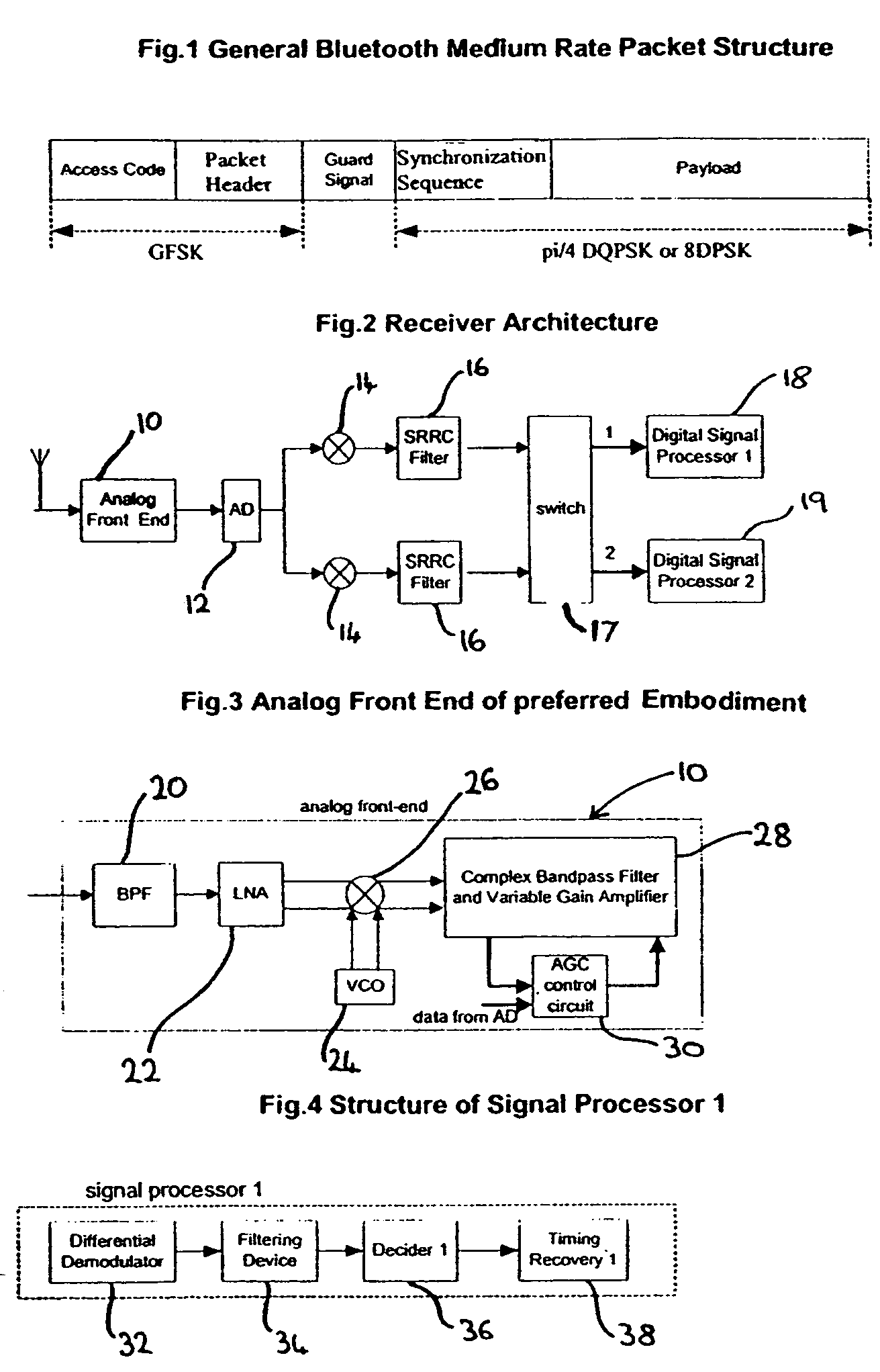 Digital receiver and method for processing received signals