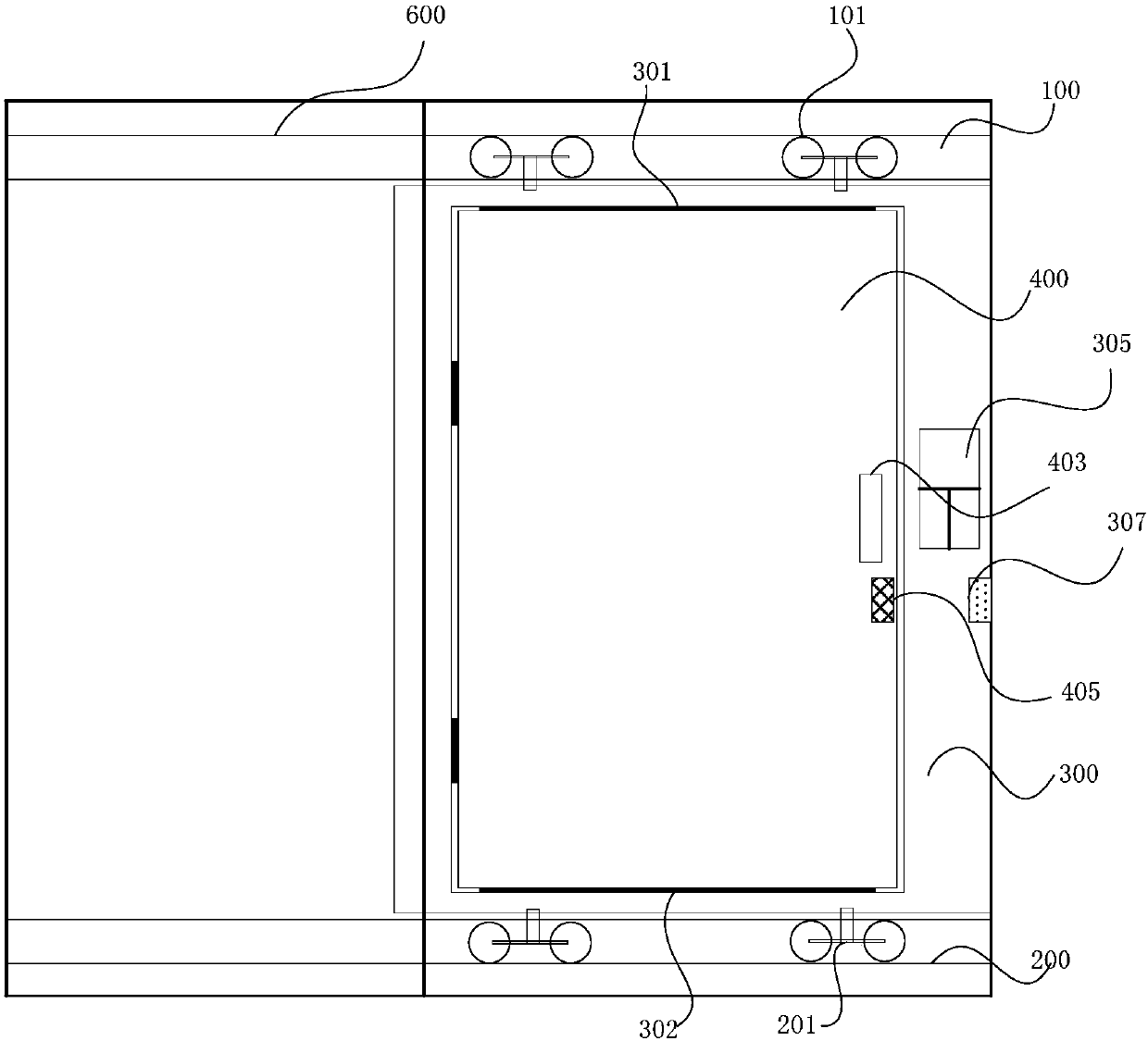 Novel door with door moving and door flat-opening functions