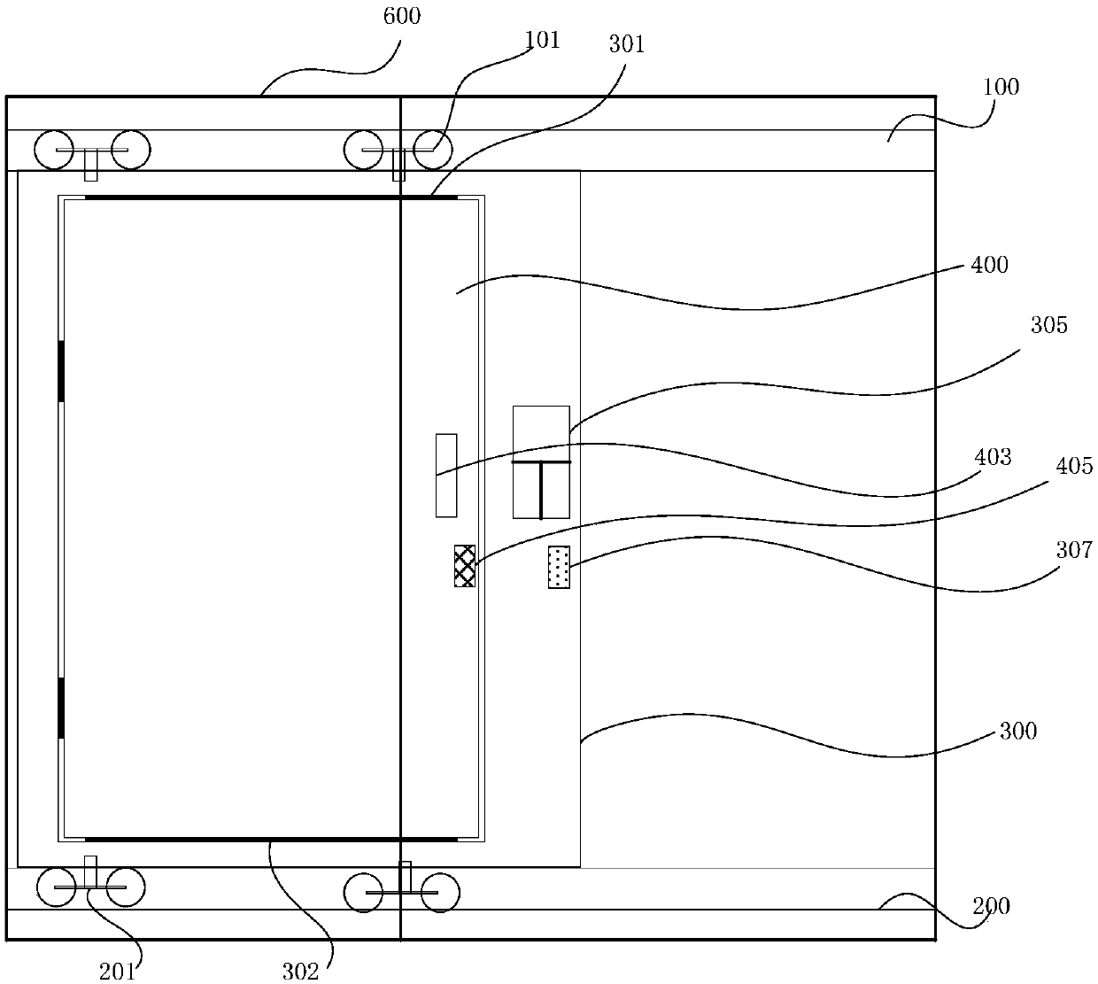 Novel door with door moving and door flat-opening functions