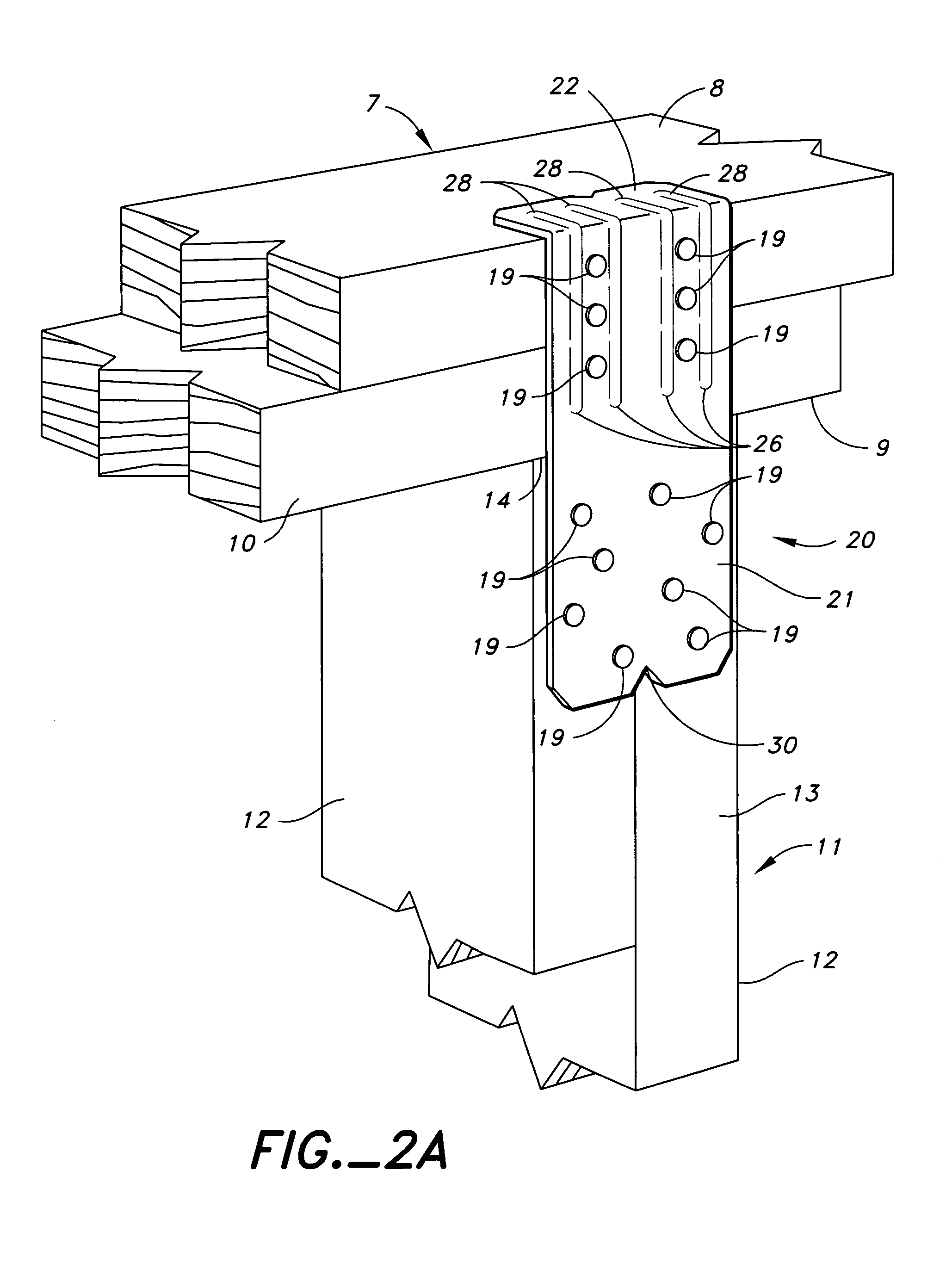 Top flange stud to plate tie