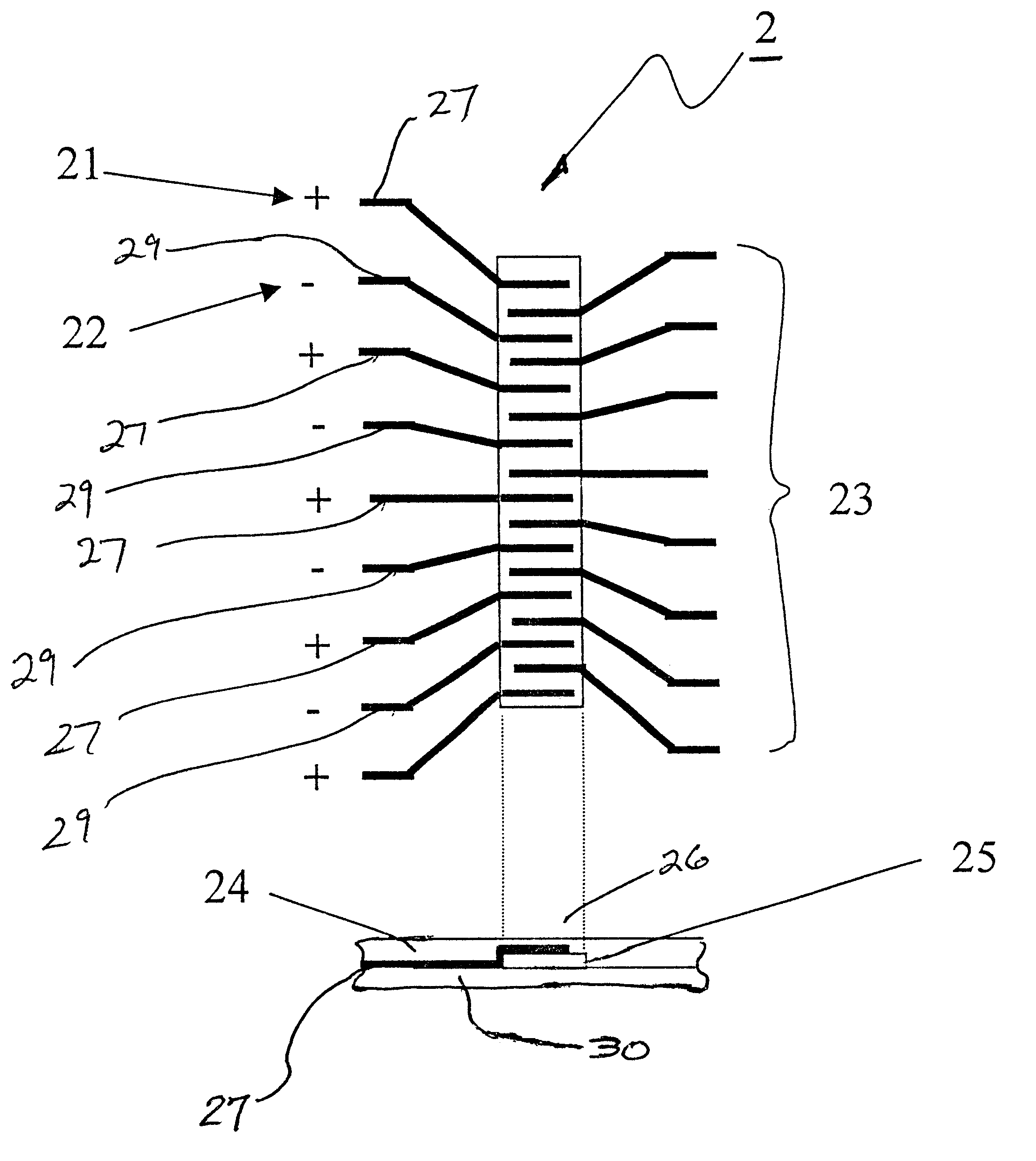 Capacitive circuit array for fingerprint sensing