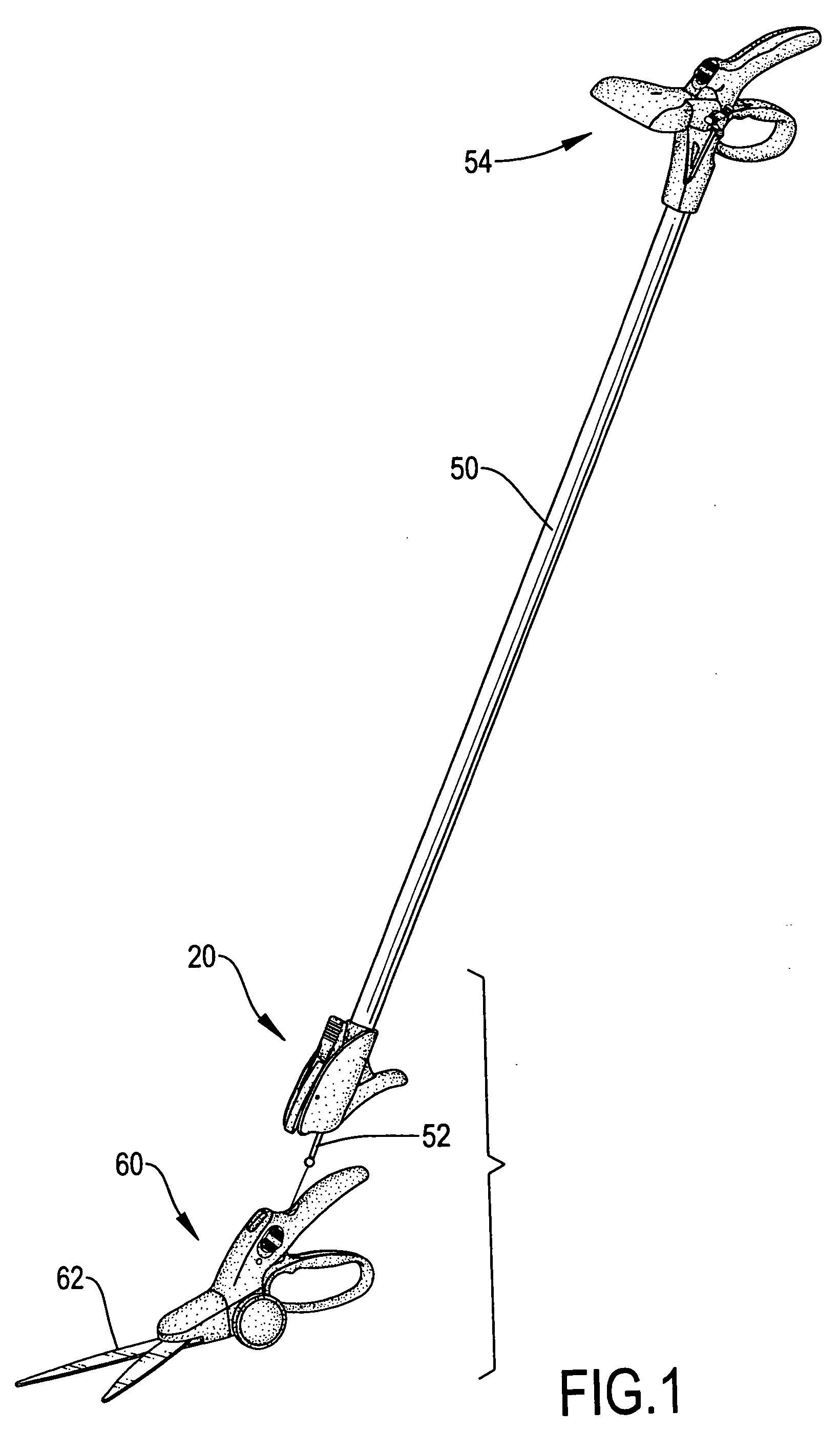 Long-handled grass shears with a detachable connecting device