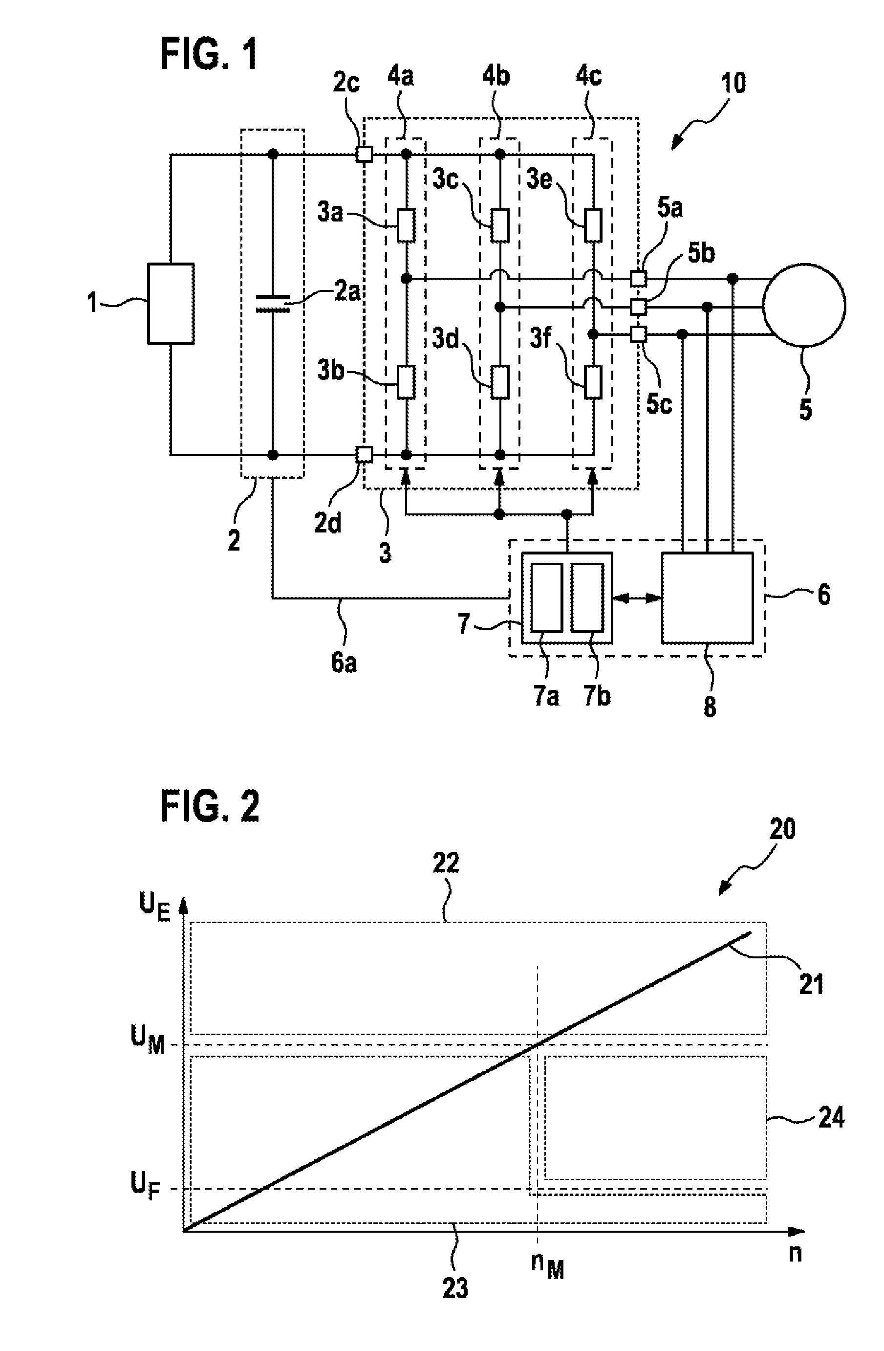 Operating state circuit for an inverter and method for setting operating states of an inverter