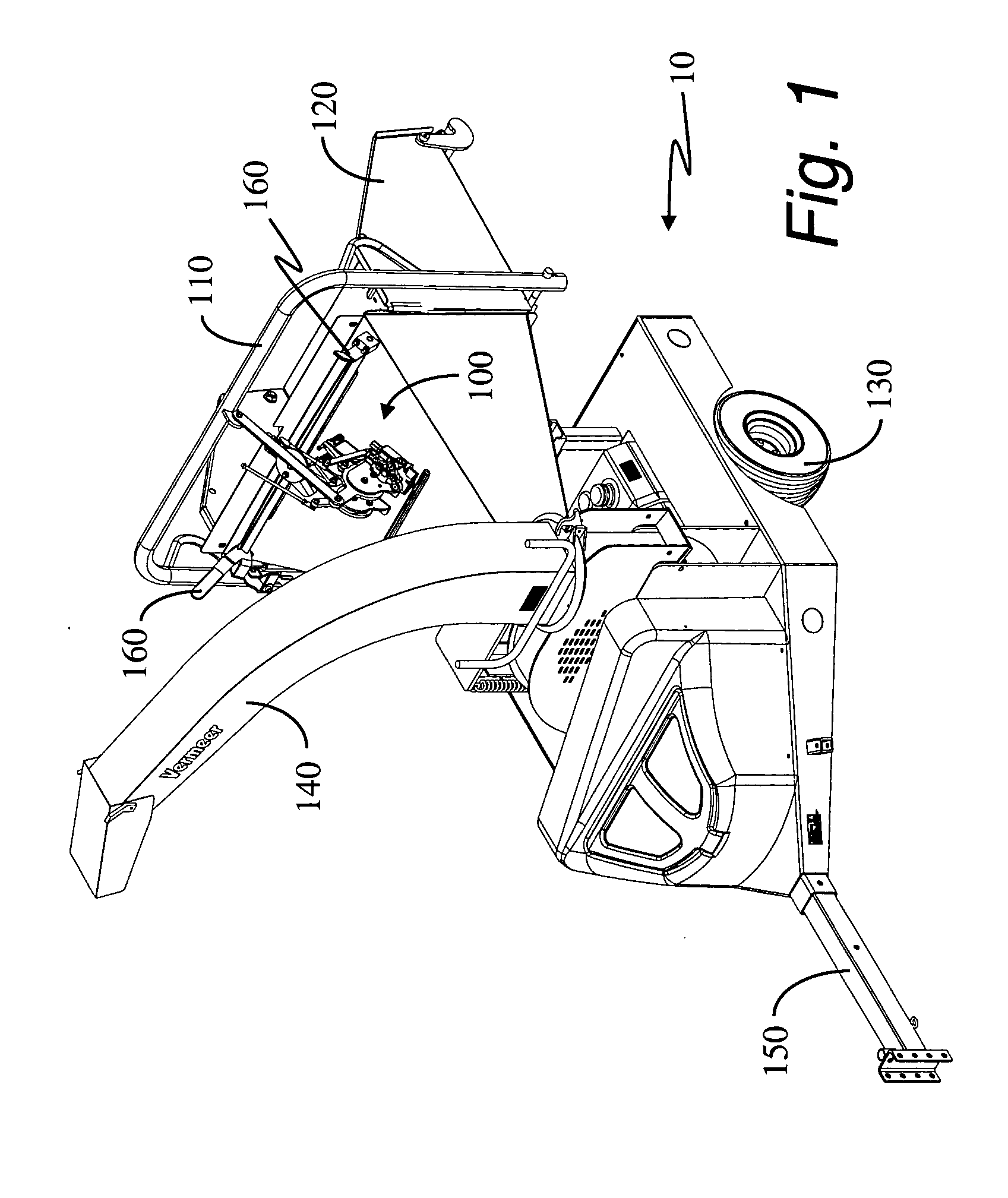 Mechanical four position brush chipper feed control bar