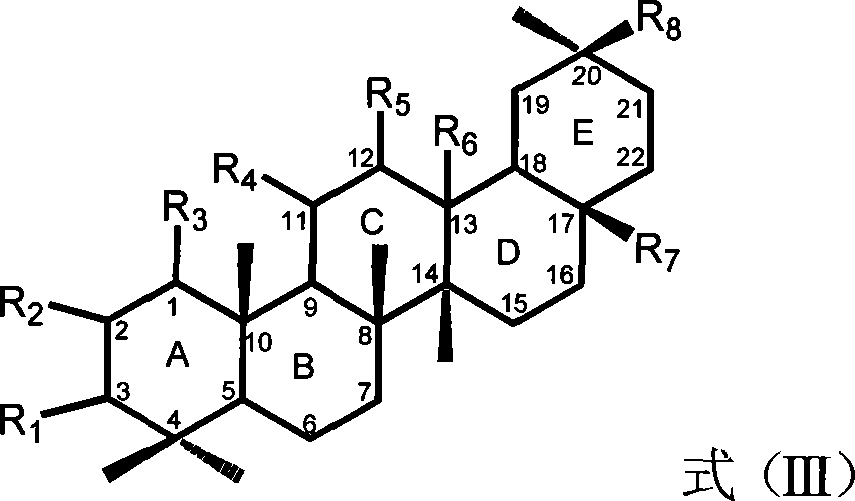 Oleanolic acid triterpene with A ring and C ring both containing multiple oxygen-containing substituents and use thereof