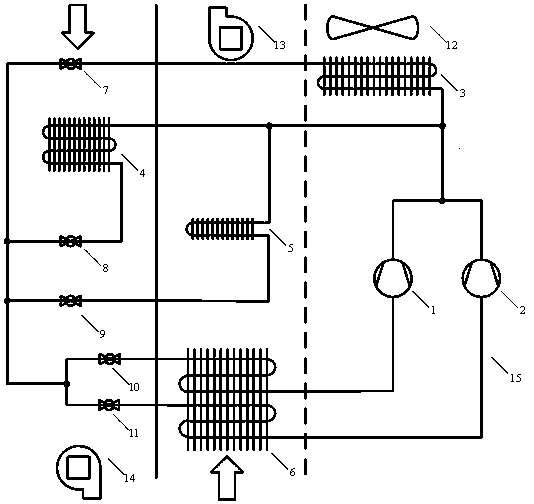 A high-efficiency fresh air dehumidifier based on heat pump heat recovery and double evaporation temperature