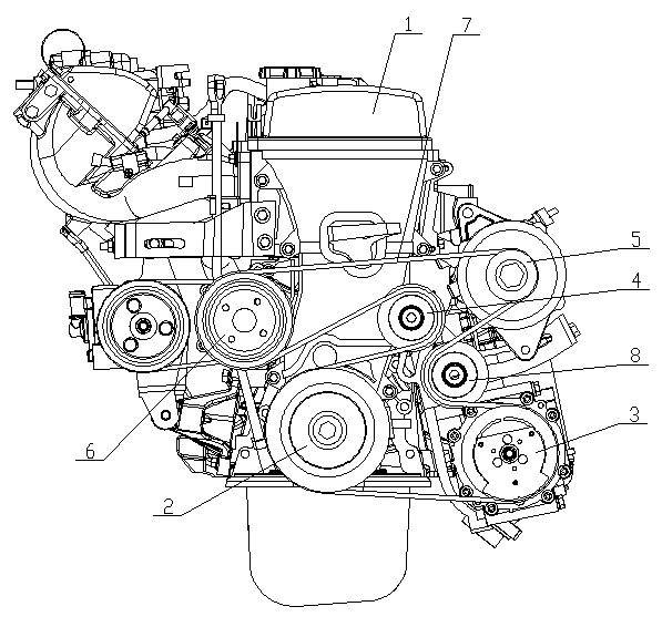 Engine end face pulley arrangement structure