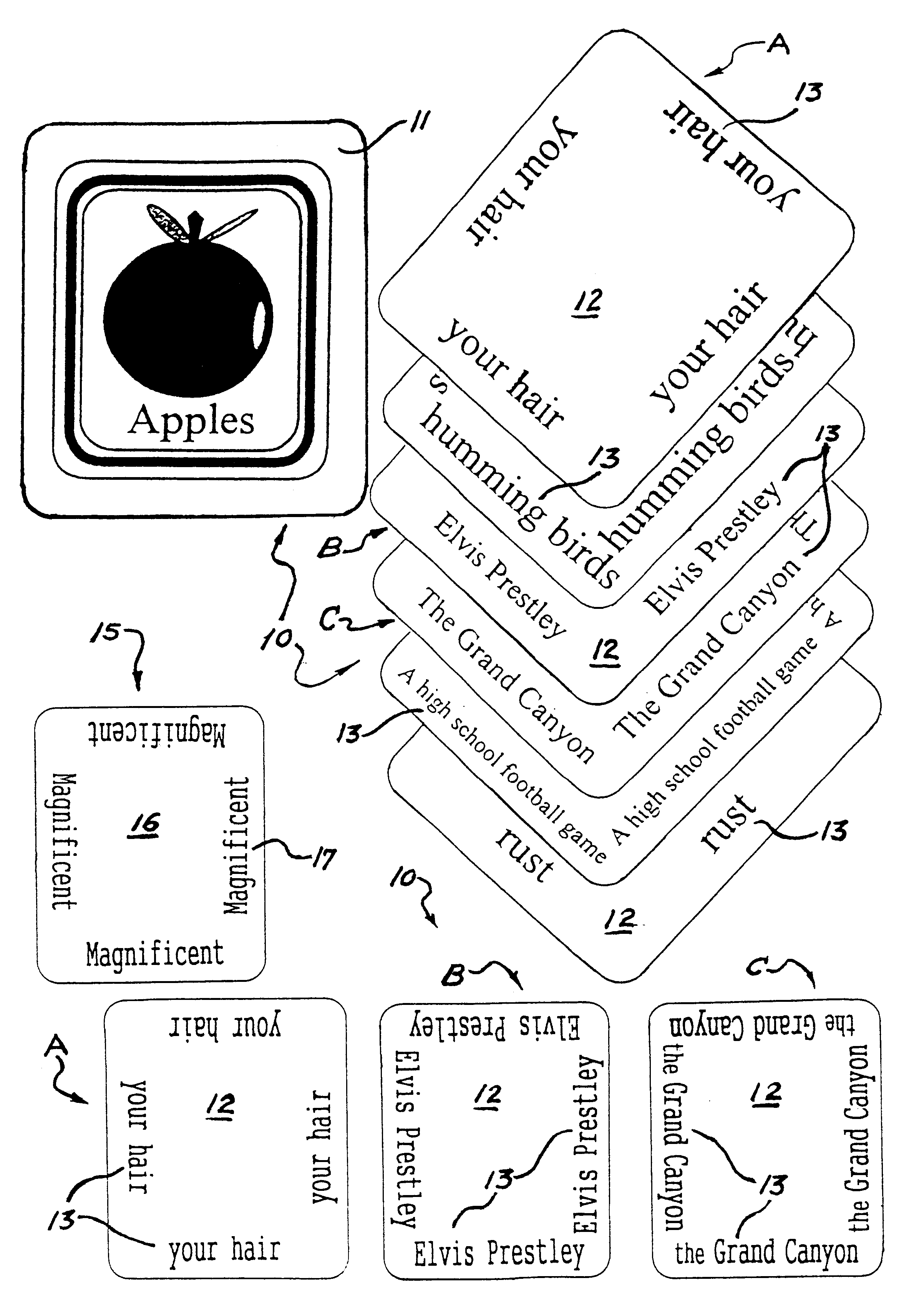 Creative comparison card-game w/board-game variant