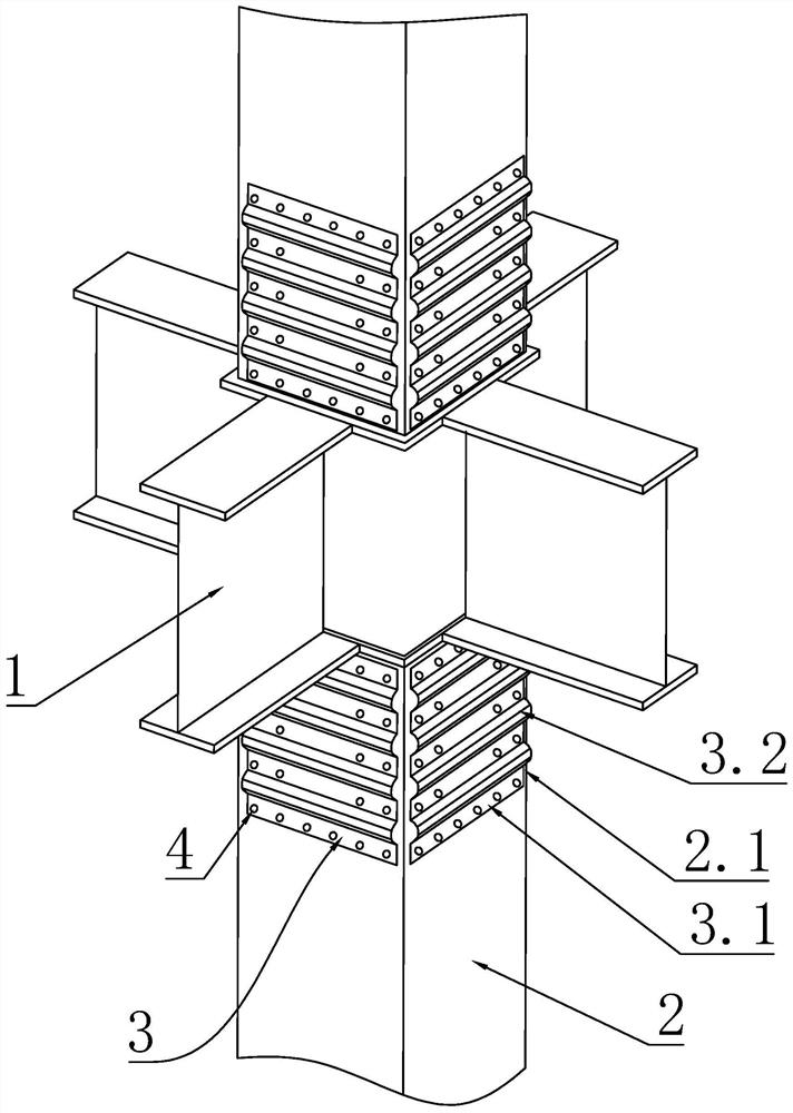 Reinforced structure of square steel columns