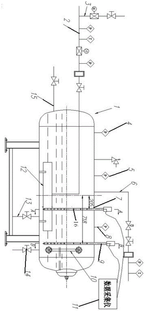 A temperature non-uniformity measuring device for a marine steam heat accumulator