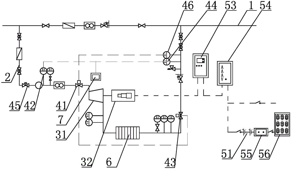 Natural gas pipeline network pressure energy self-control power generation system and self-control method