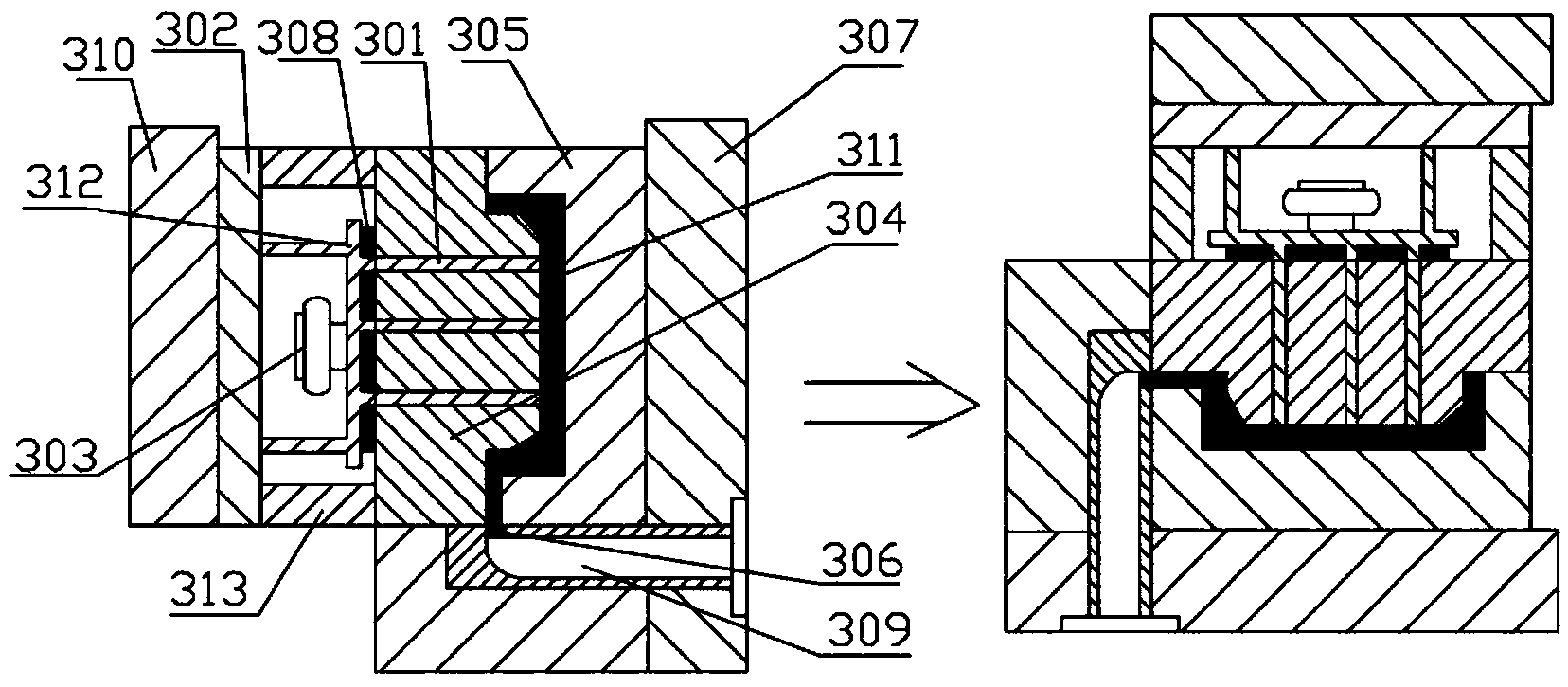 Large vibration force large amplitude vibrating squeeze casting method and casting device thereof