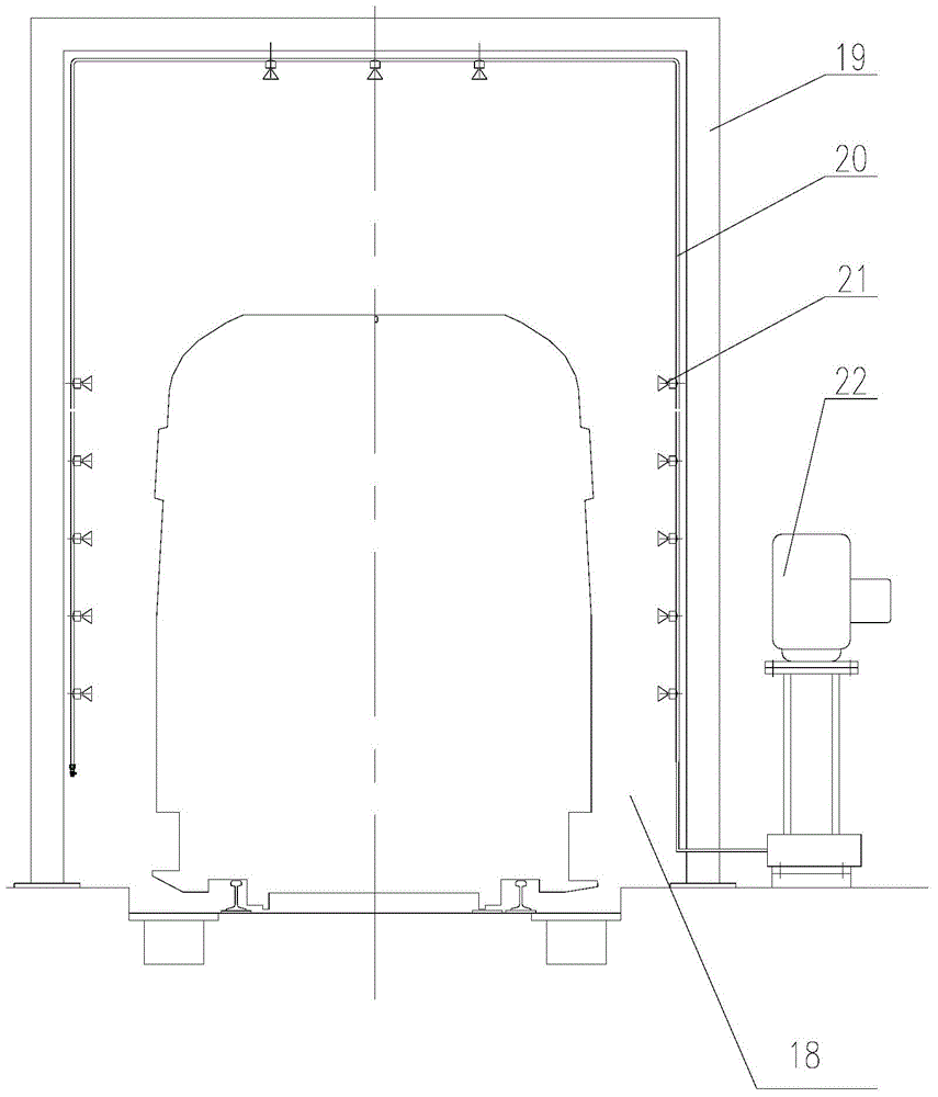 Automatic washing equipment of metro vehicle