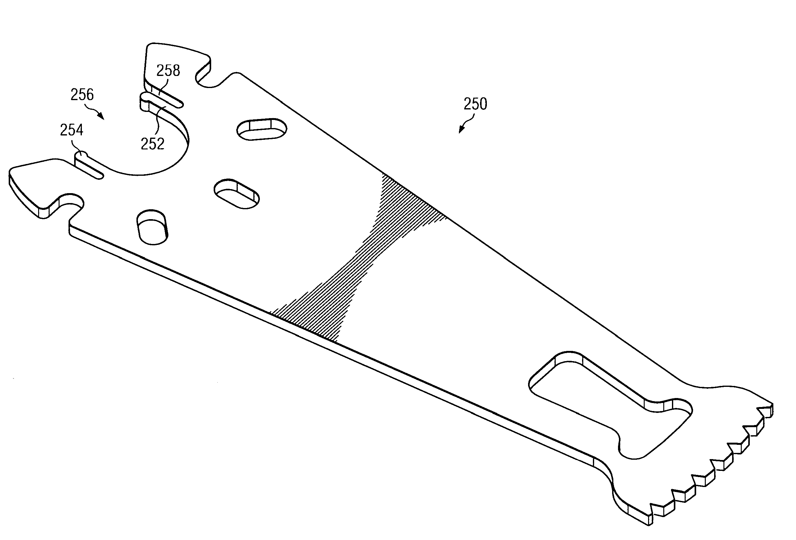 Deflectable finger connection feature on surgical saw blade