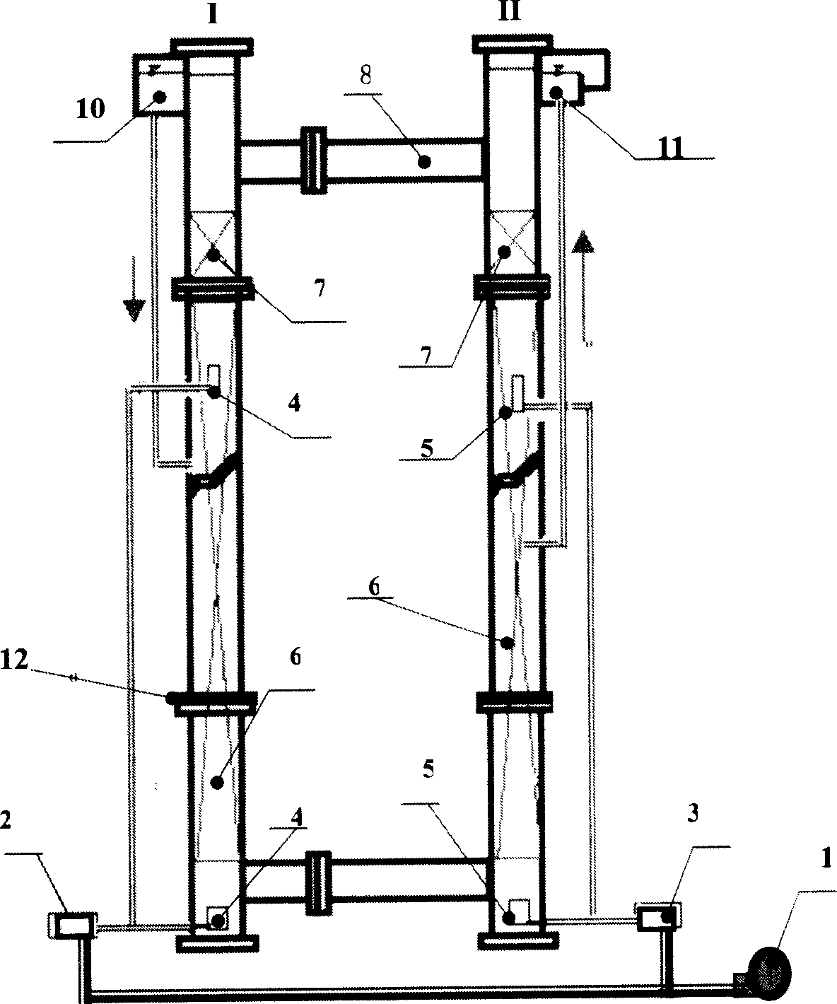 Gas lifting alternative circulation flow composite filter material filter pool