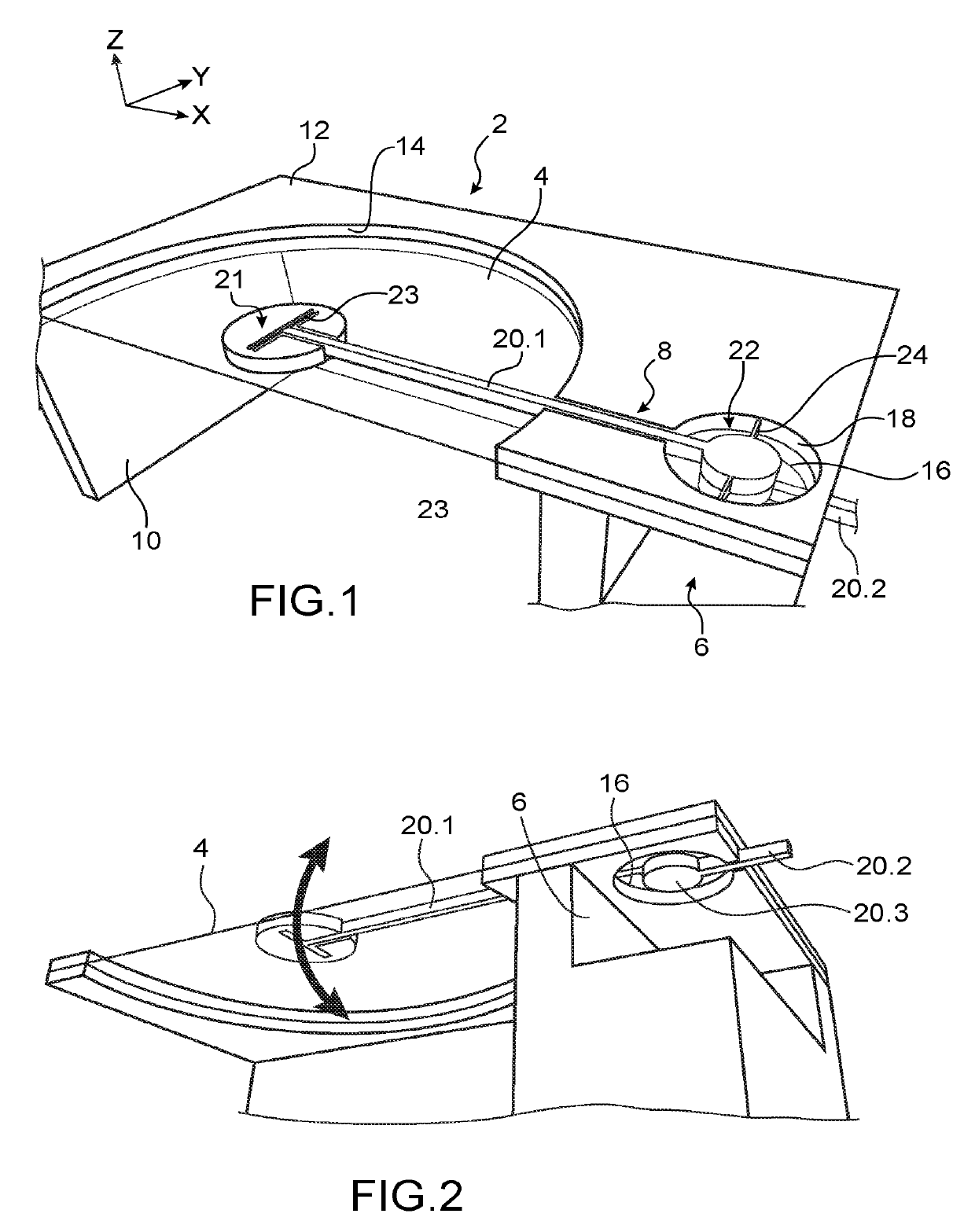 Device for transmitting a movement and a force between two zones that are insulated from one another