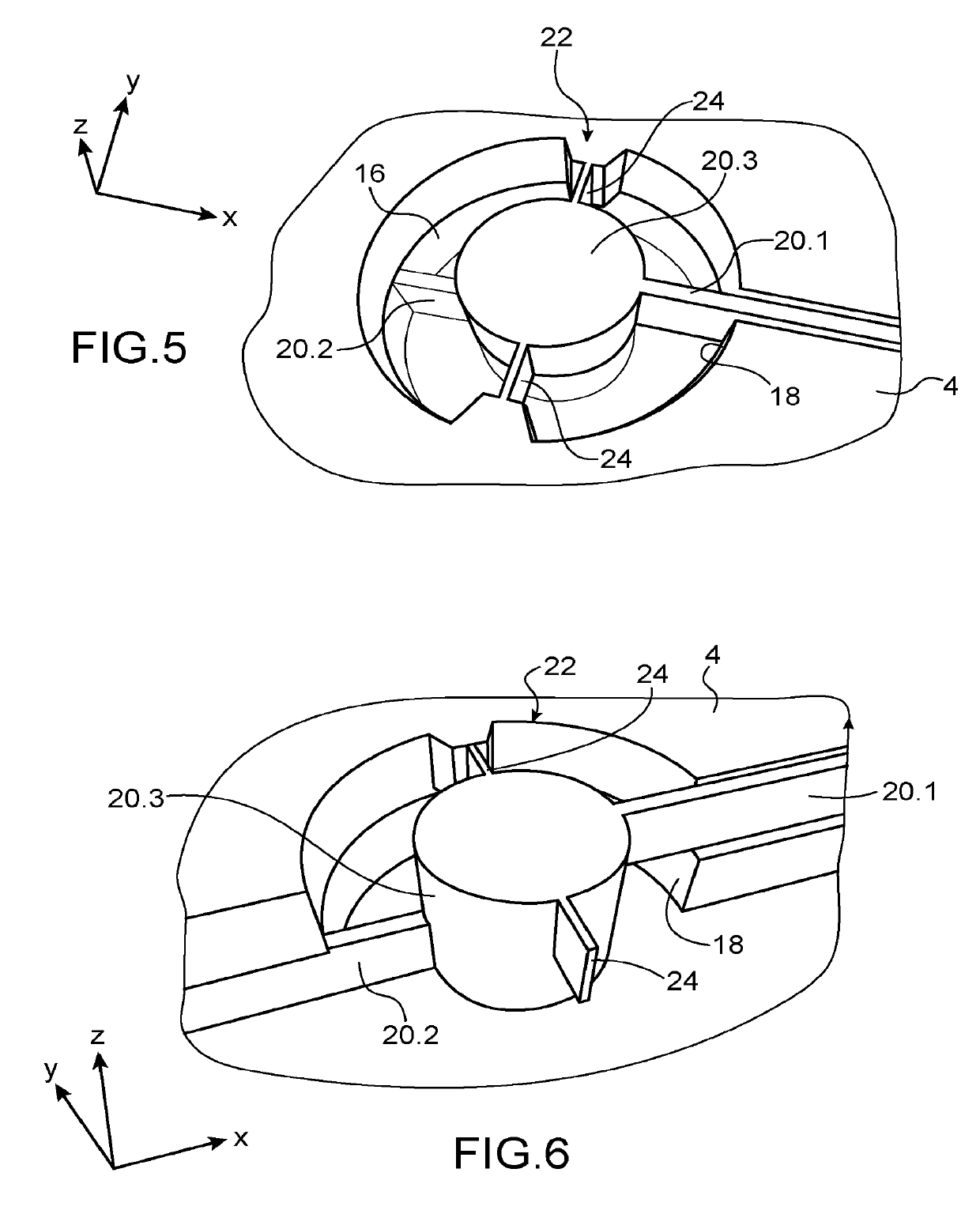 Device for transmitting a movement and a force between two zones that are insulated from one another