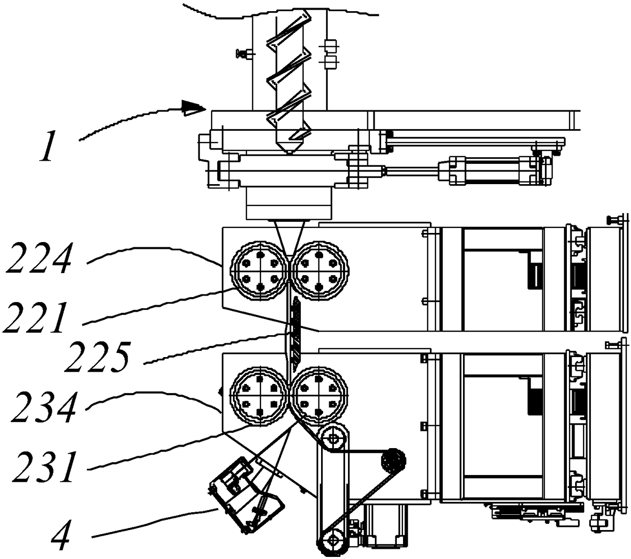 Multistage profiling device for rubber tape, and rubber part winding unit