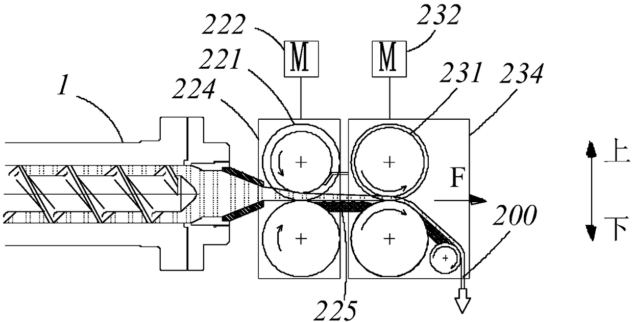 Multistage profiling device for rubber tape, and rubber part winding unit