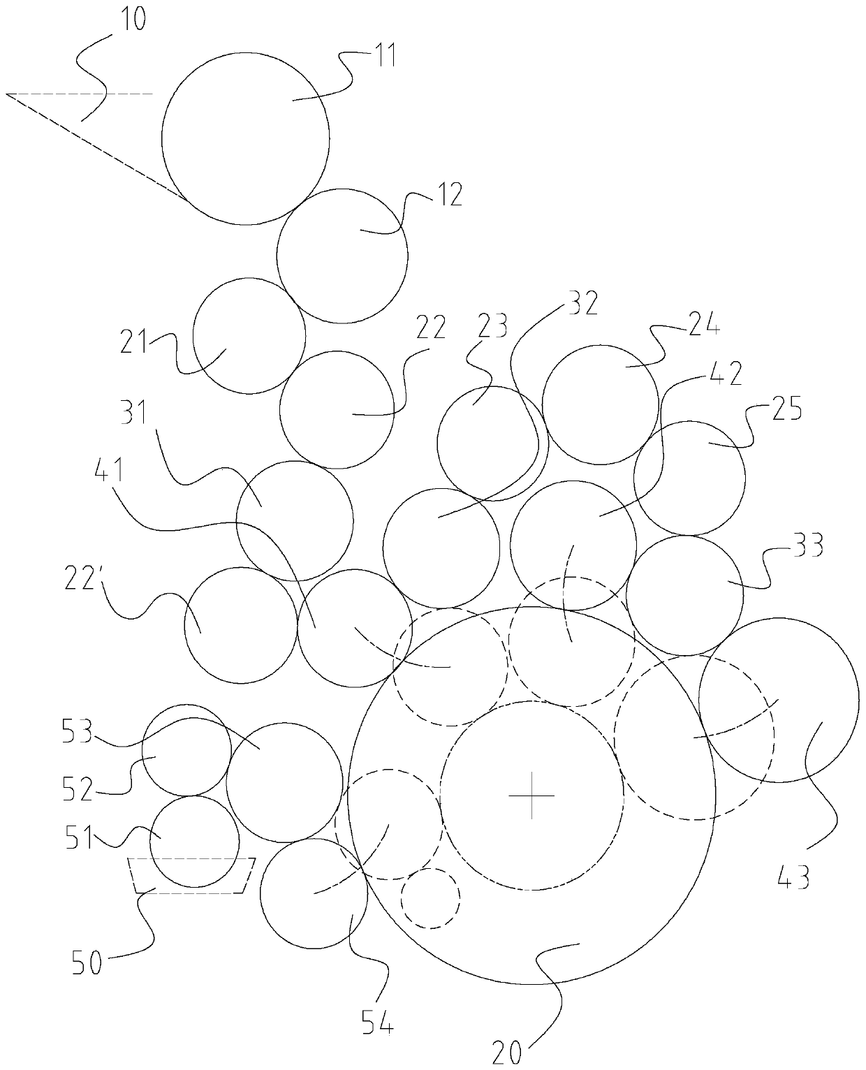 Arrangement structure of the ink path system of a commercial rotary offset printing machine