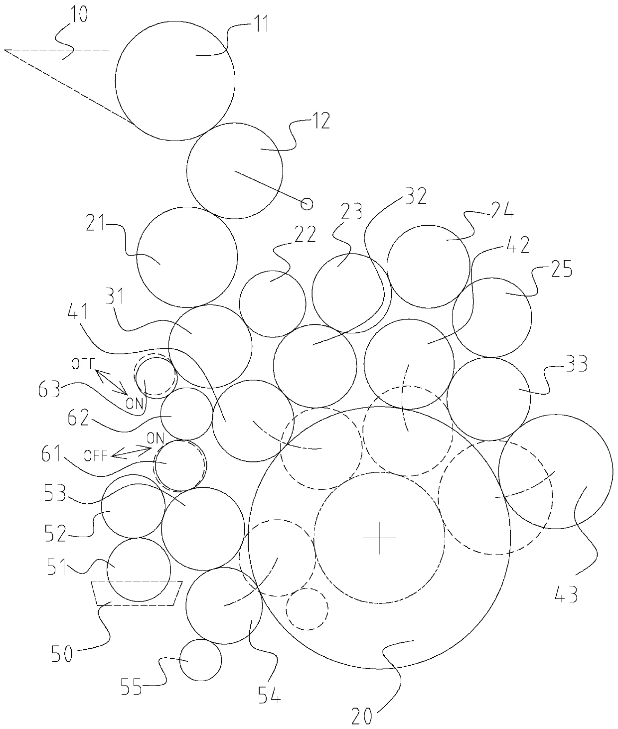 Arrangement structure of the ink path system of a commercial rotary offset printing machine