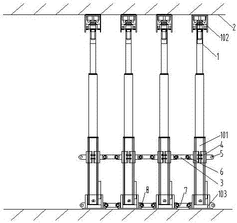 Circulating-moving type horizontally-arranged air way forepoling unit