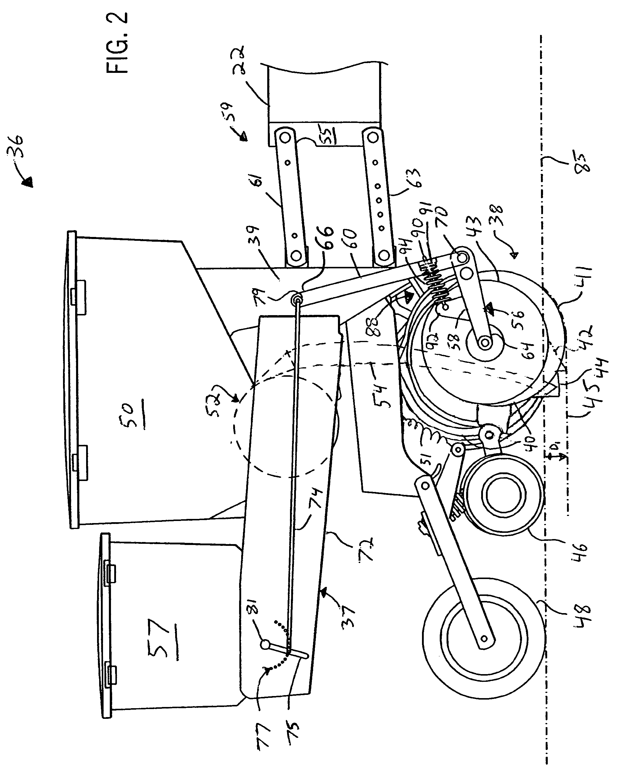 Suspension system for planting unit