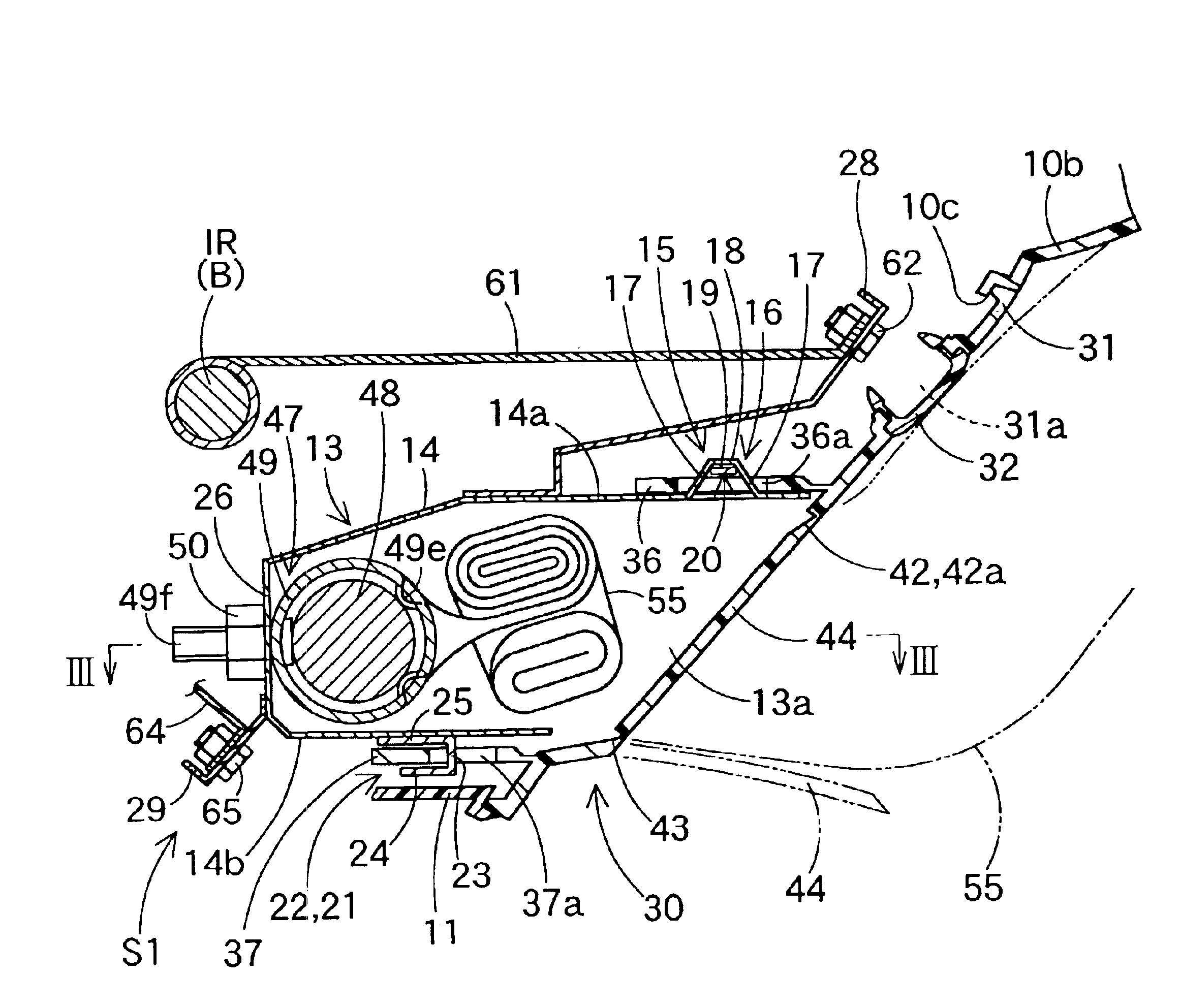 Knee protecting airbag device