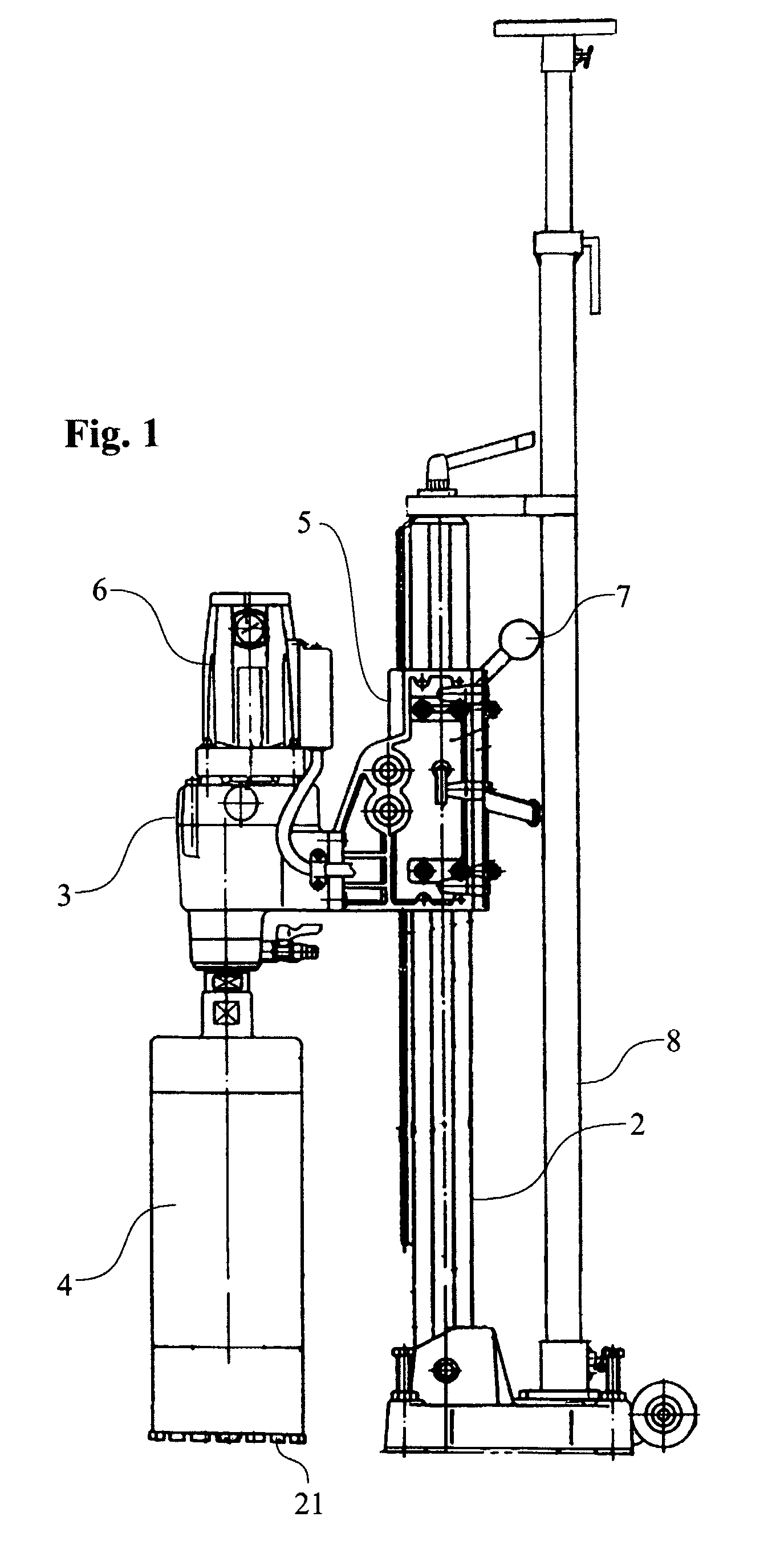 Core Drilling Device With Electrical Feeding That Is Manually Controlled