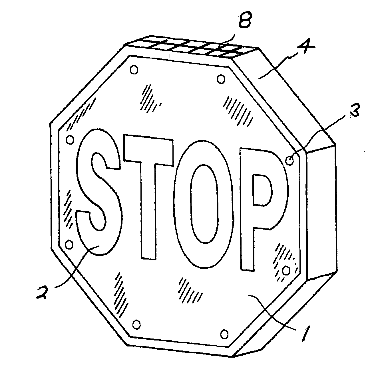 Day/night safety sign using reflective internal lighting