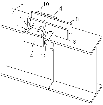 Adjustable steel beam in-place mounting device