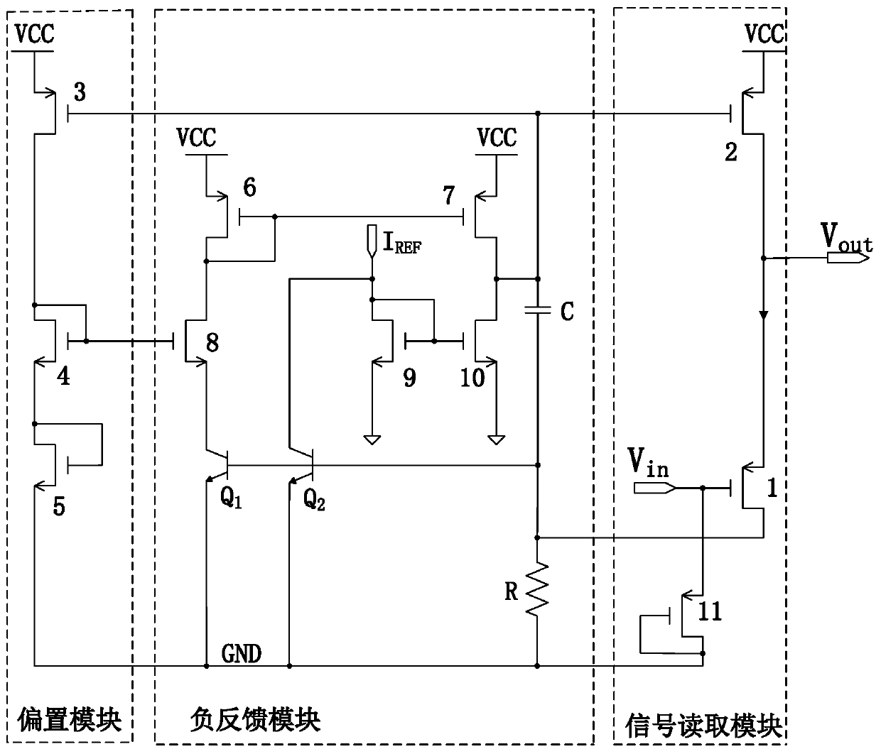 A buffer circuit for a low noise mems microphone