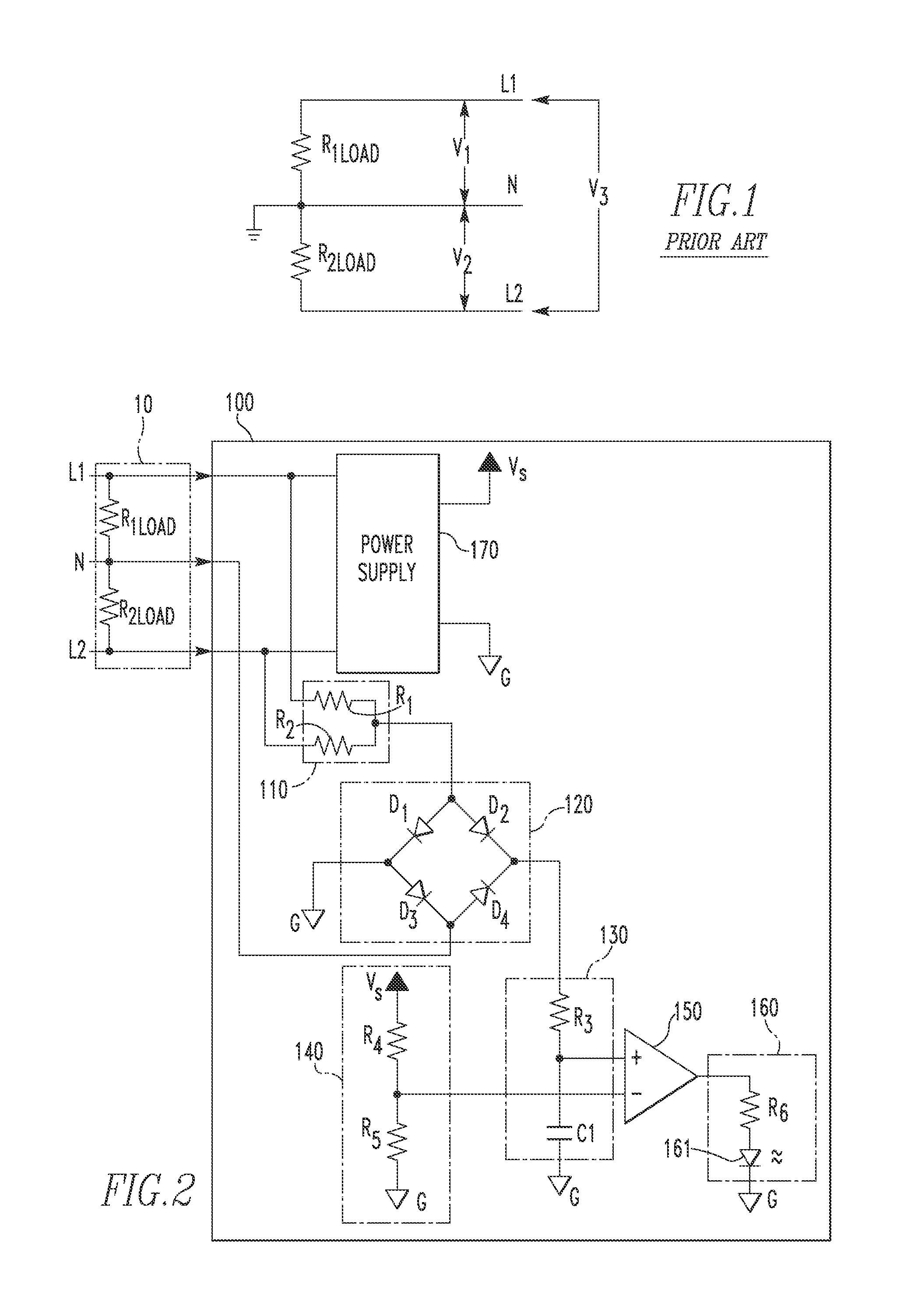 Power system including a load panel protecting a facility from a broken or missing neutral of a split phase electrical distribution configuration