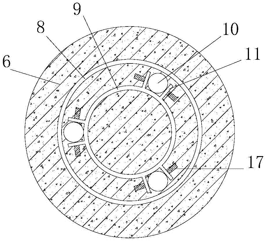 Construction device and method of pile peripheral cemented soil cast-in-place stiffness core pile