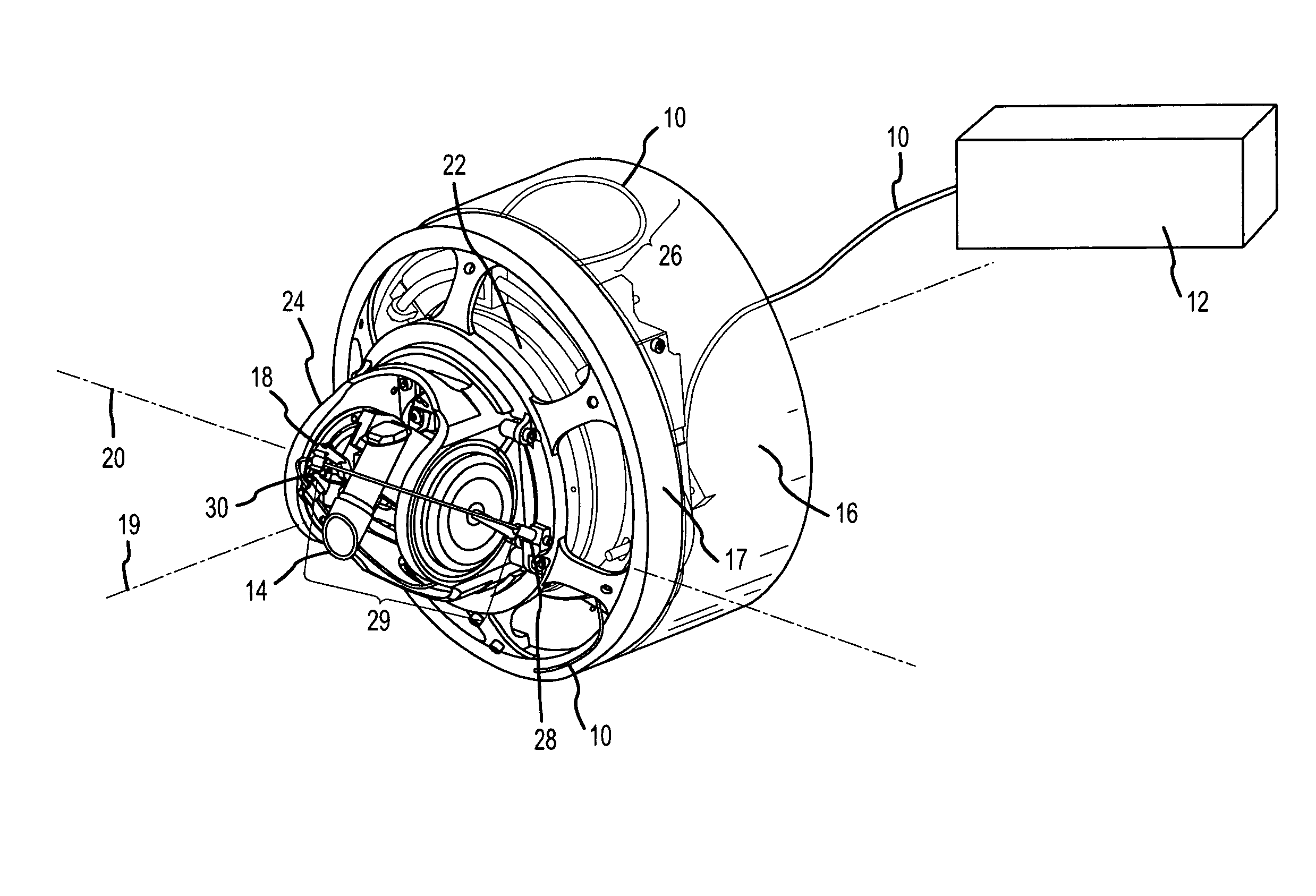 Optical fiber assembly wrapped across gimbal axes