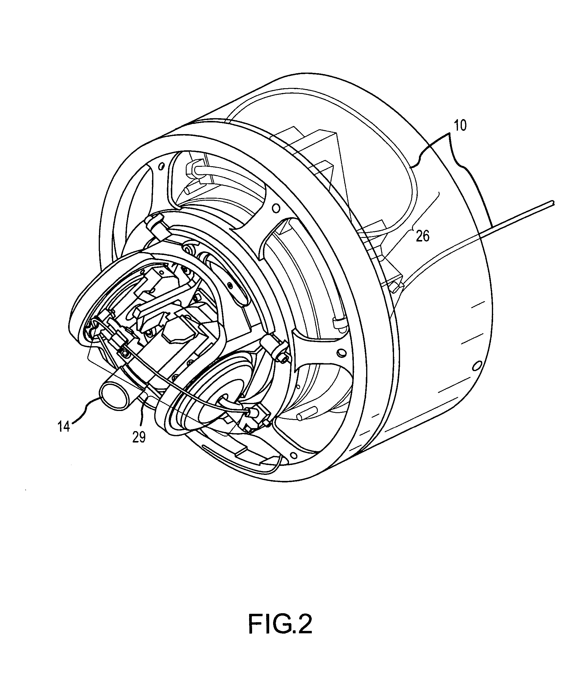 Optical fiber assembly wrapped across gimbal axes