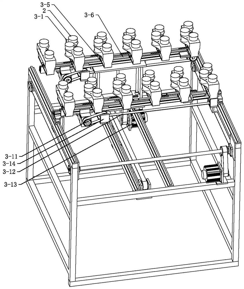 Telescopic receiving, stacking and unloading device with AB units achieving telescopic motion and alternate work