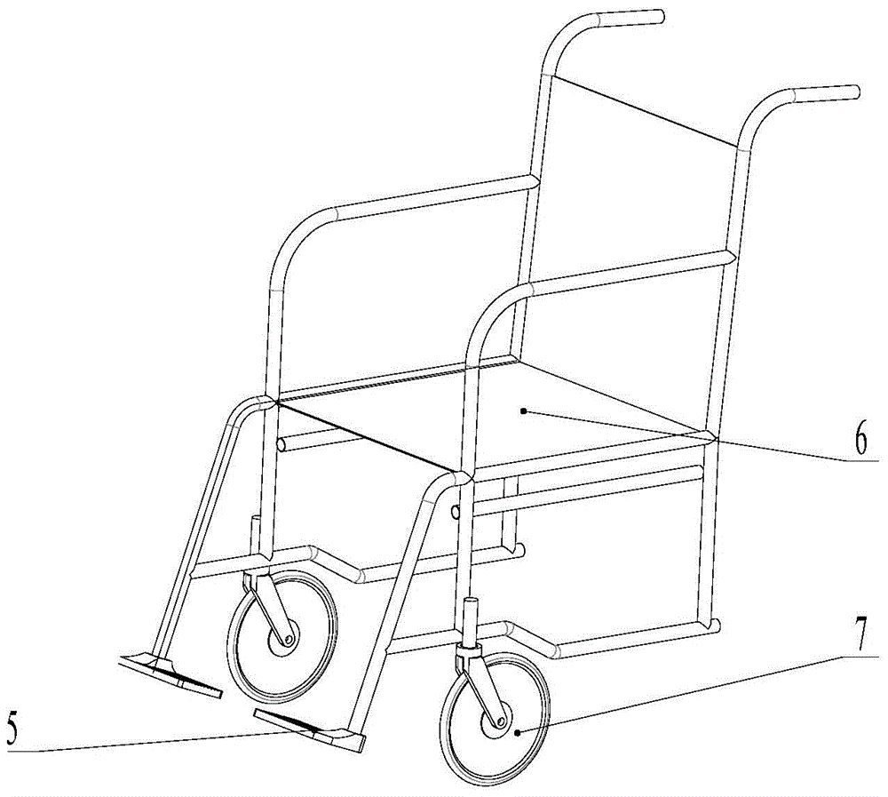 Double-section double-caterpillar-band stair climbing wheelchair based on travelling wheel swing and method for going upstairs and downstairs