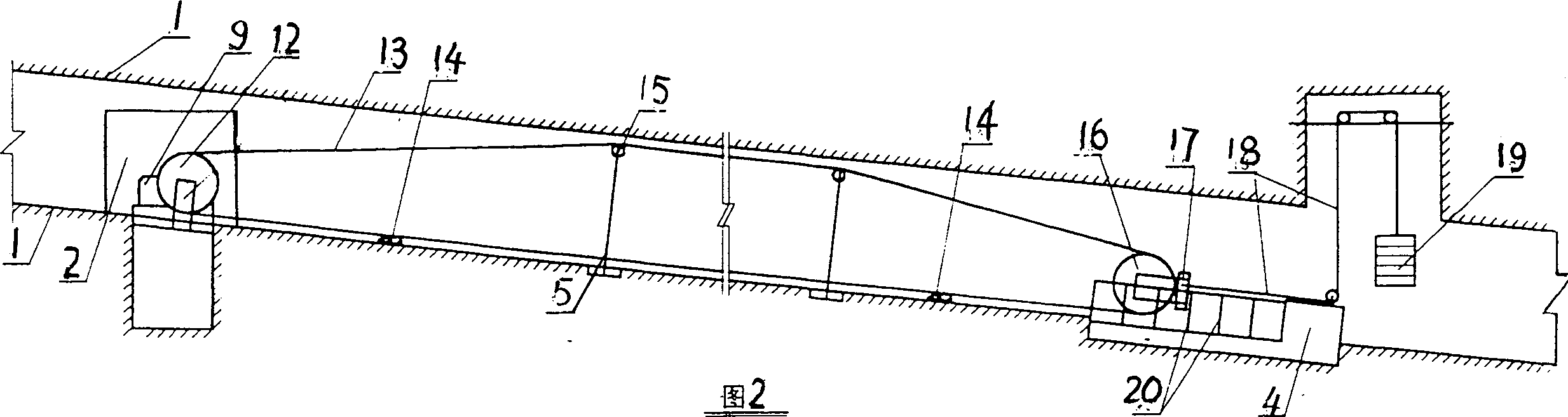 Elevator type men-carrying apparatus for mine inclined well