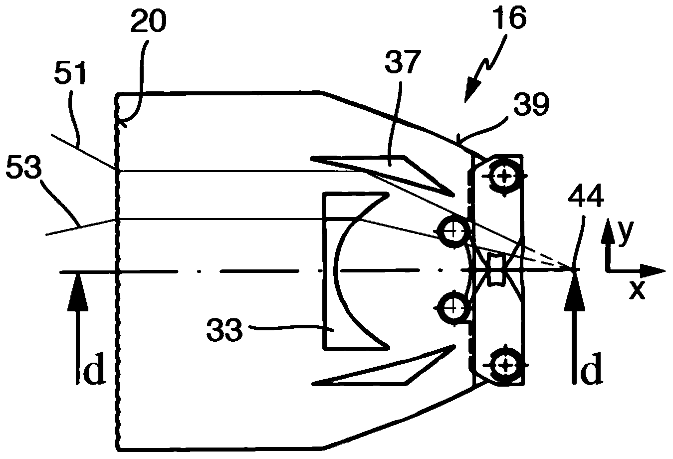 Motor vehicle lighting device with a coupling lens and a transport and conversion lens