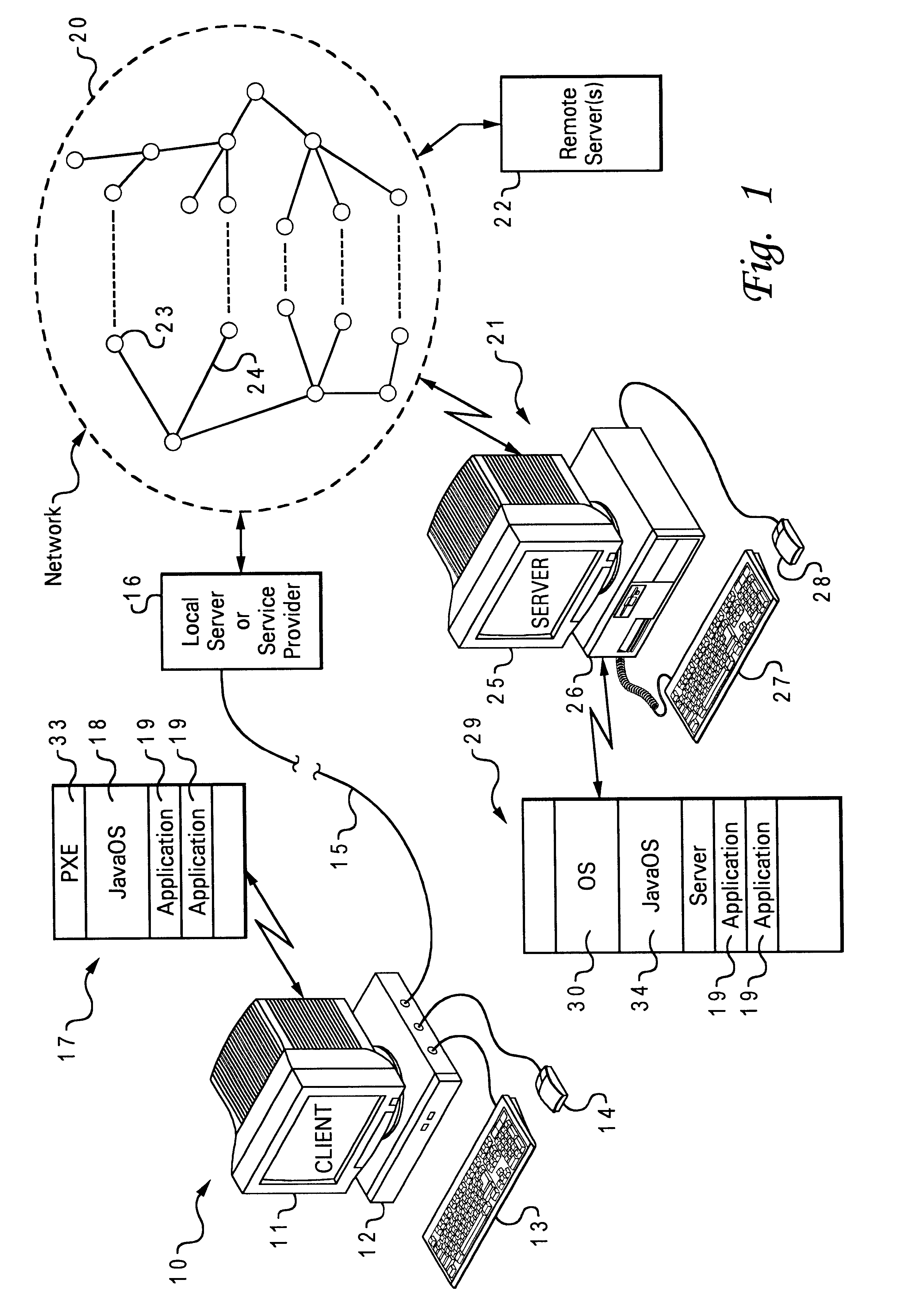 Selective loading of client operating system in a computer network