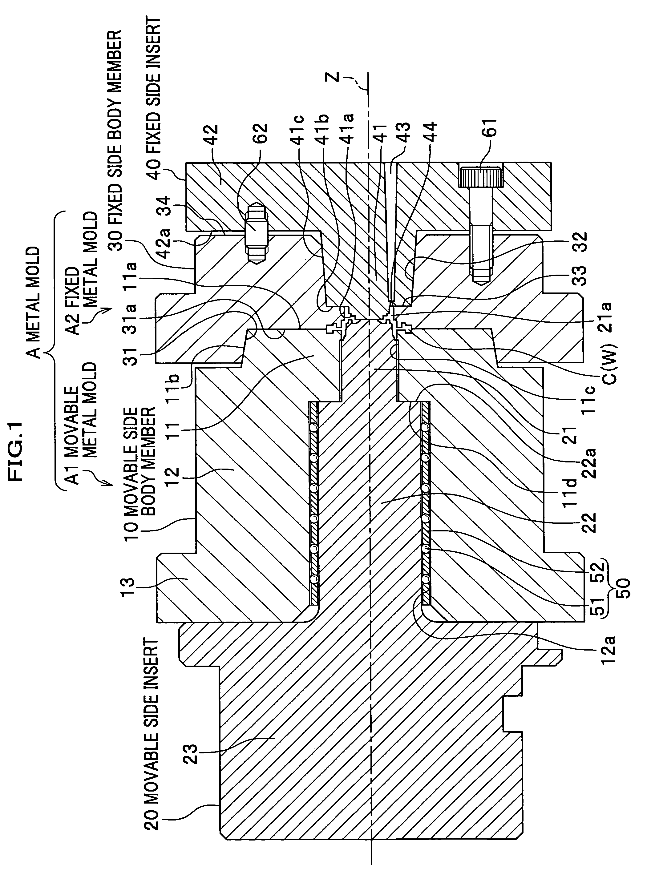 Molding metal mold and method for producing a molded item