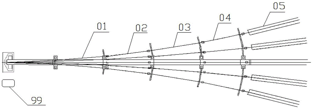 Straddle type monorail traffic joint type five-slip track switch