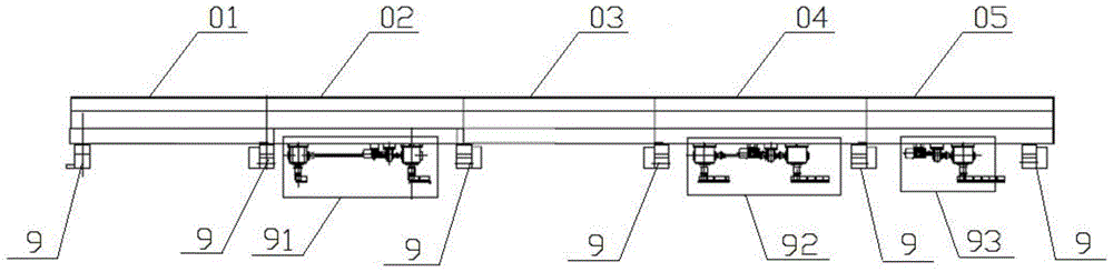 Straddle type monorail traffic joint type five-slip track switch