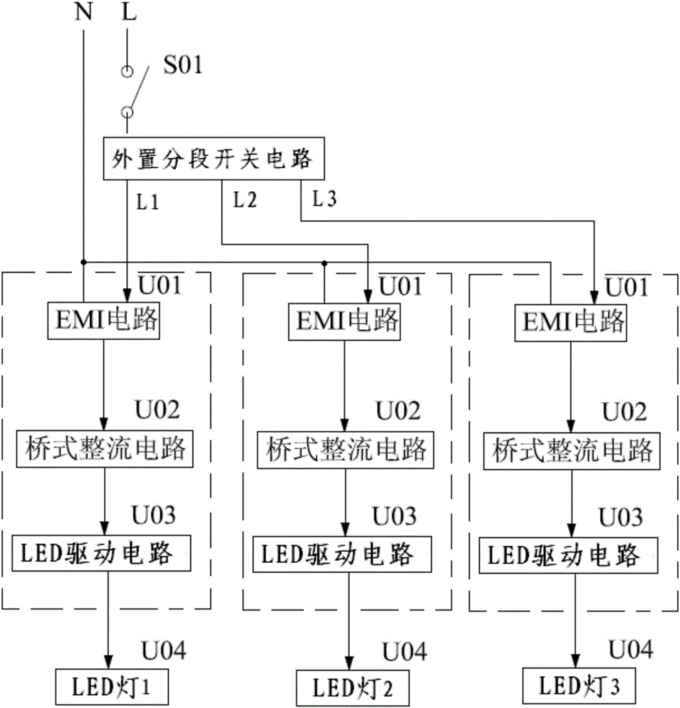 Double-line intelligent LED dimming power supply