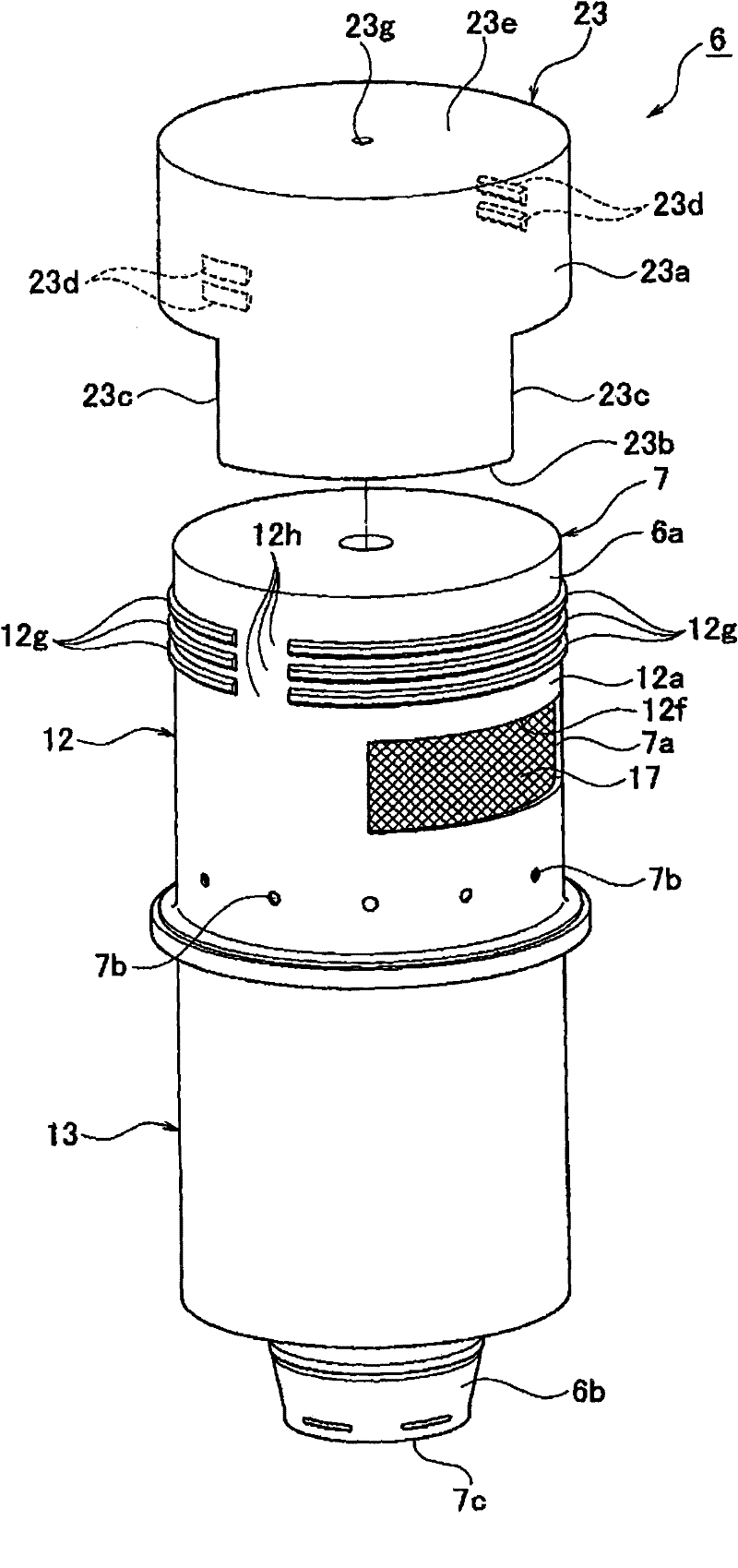 Water-purifying filter element and water purifier