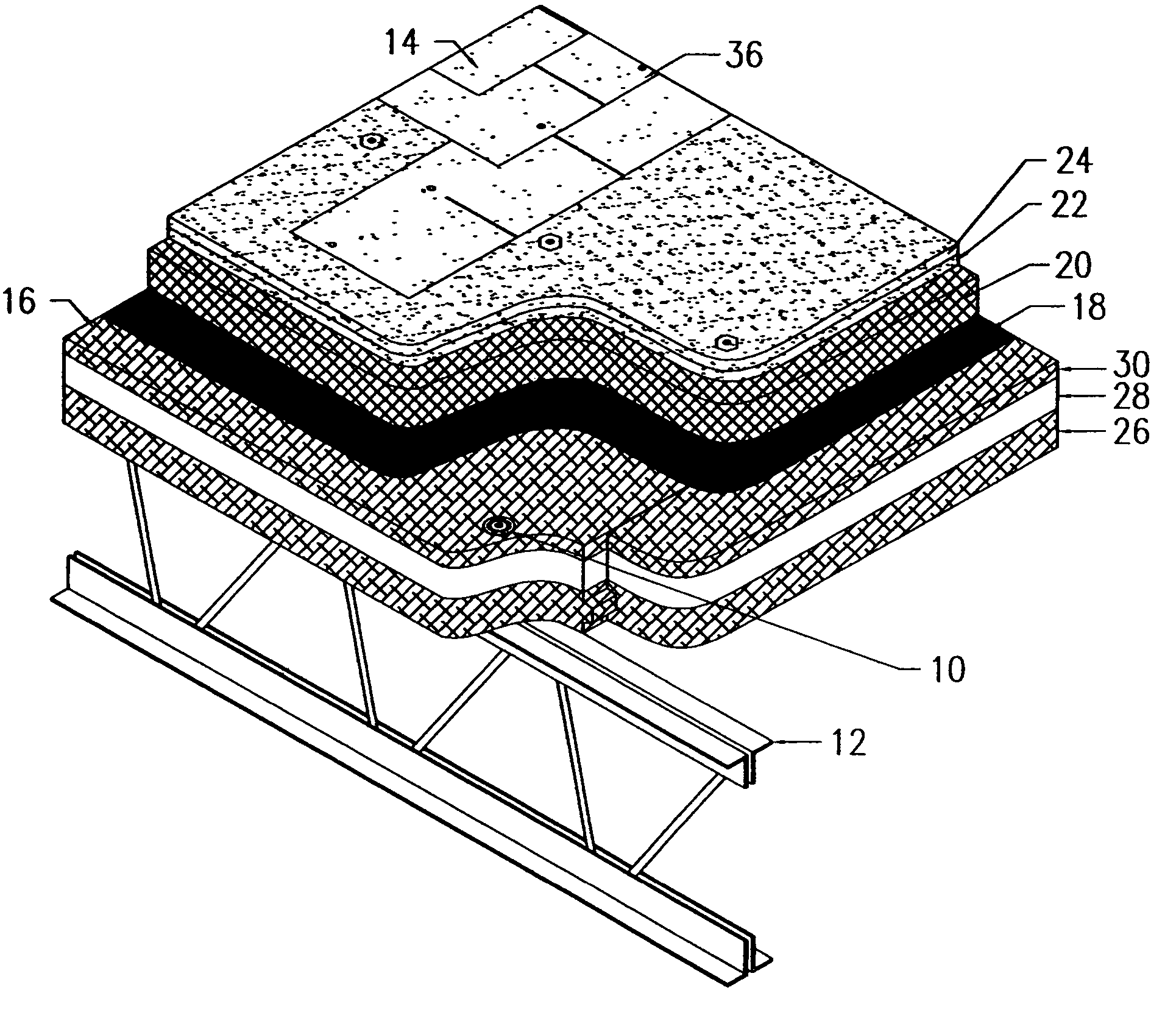 Low noise roof deck system