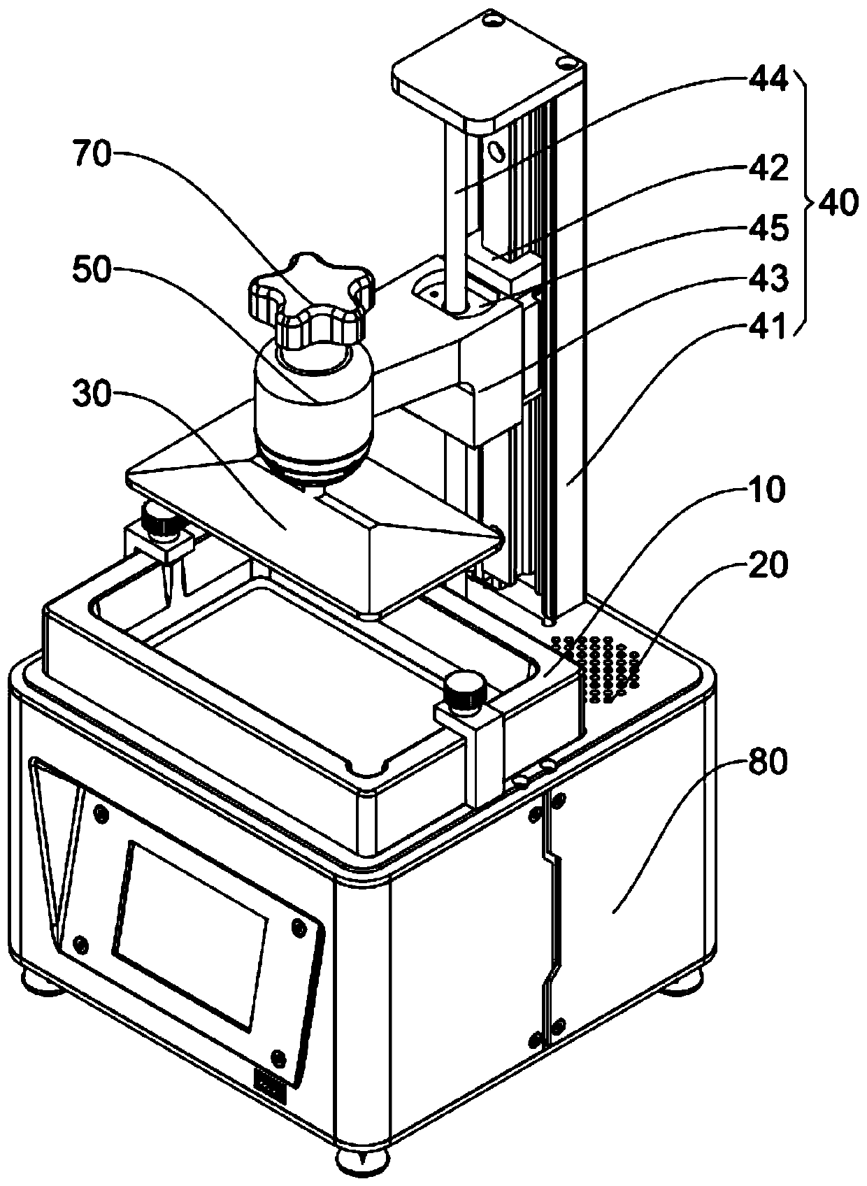 Platform adjustment mechanism of photocuring 3D printer, and photocuring 3D printer